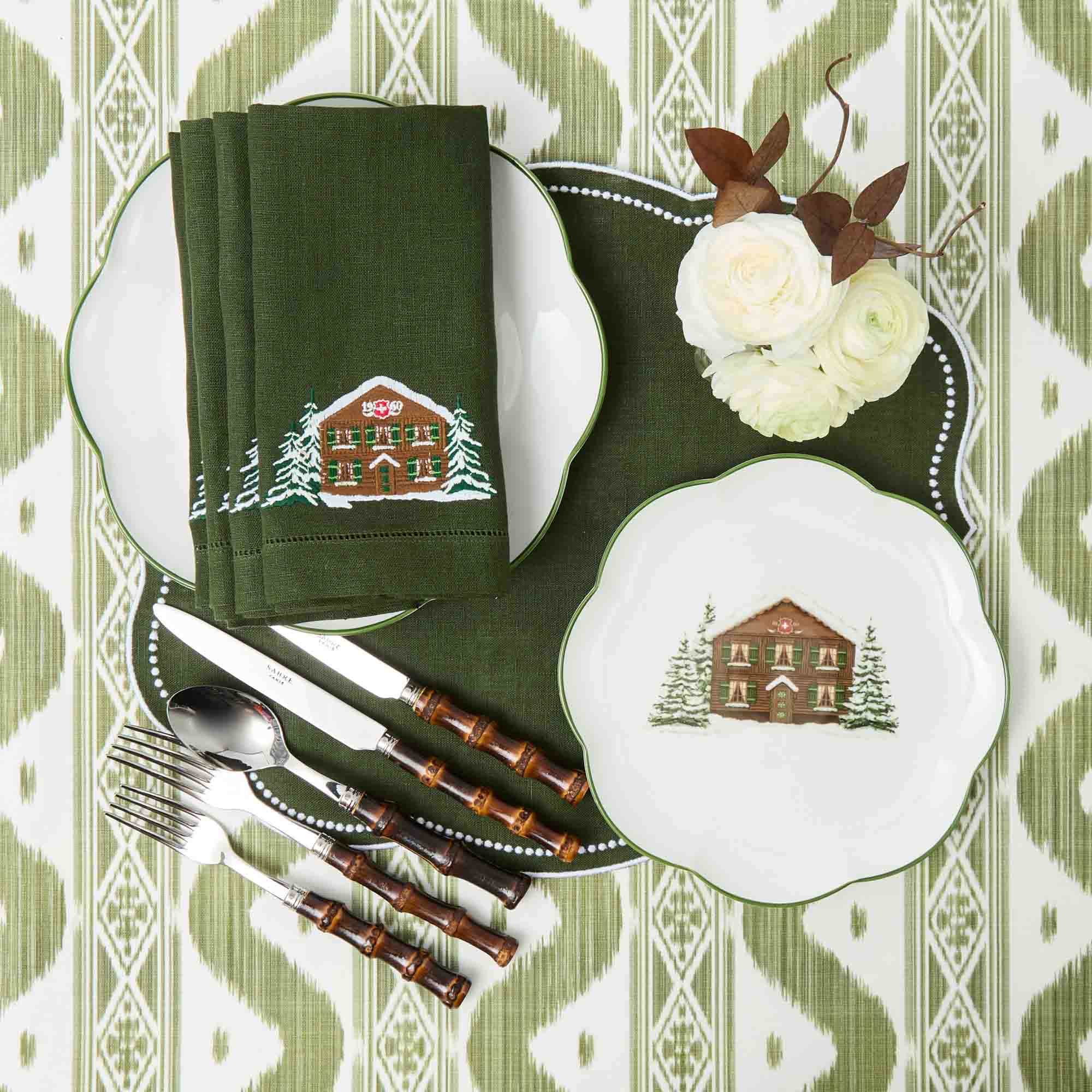 Alpine Chalet Forest Green Linen Napkins (Set of 4) - Image 6