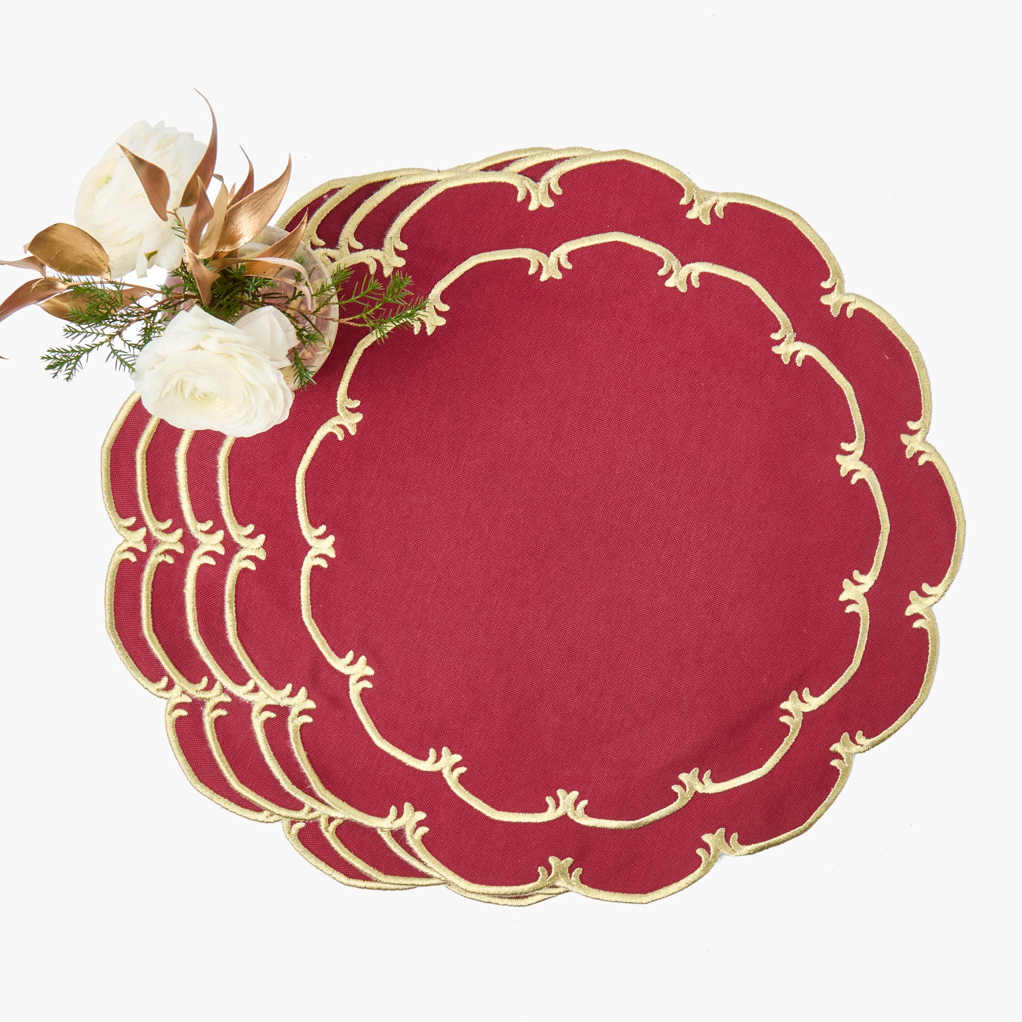 Burgundy & Gold Amanda Placemats (Set of 4) - Image 9
