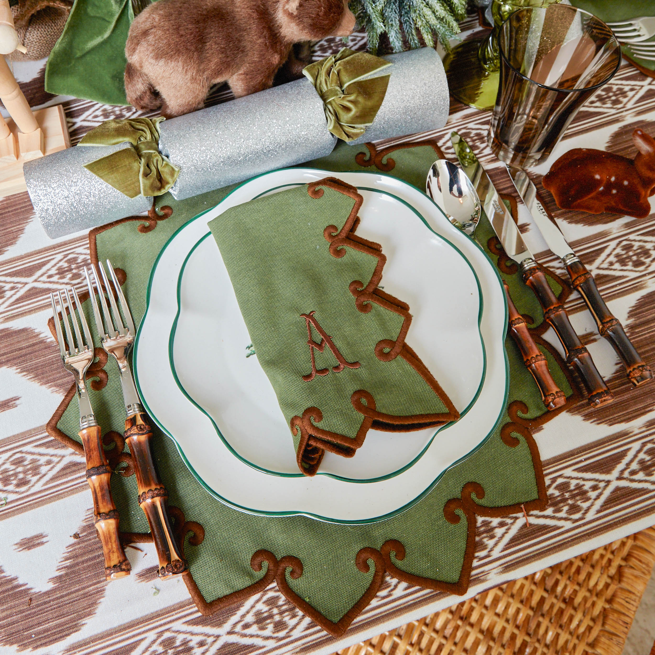 Forest Green & Brown Angelina Napkins (Set of 4) - Image 10