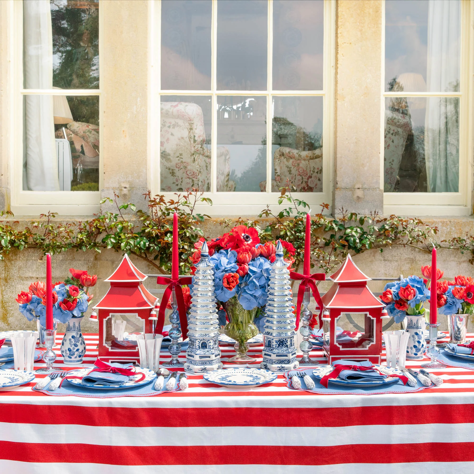 Blue & Red Eloise Placemats (Set of 4) - Image 7