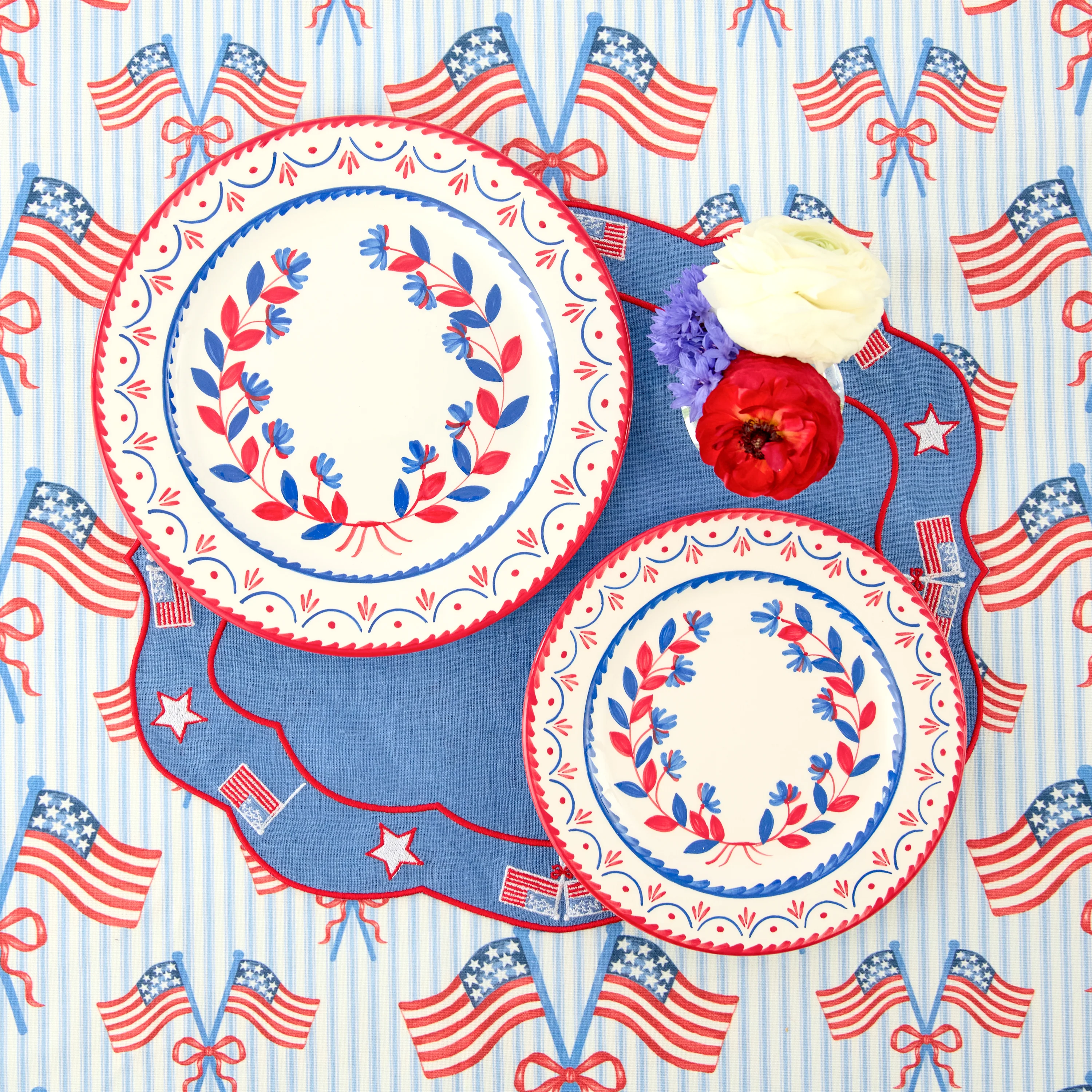 Blue & Red Josephine Dinner & Starter Plates (Set of 8) - Image 7