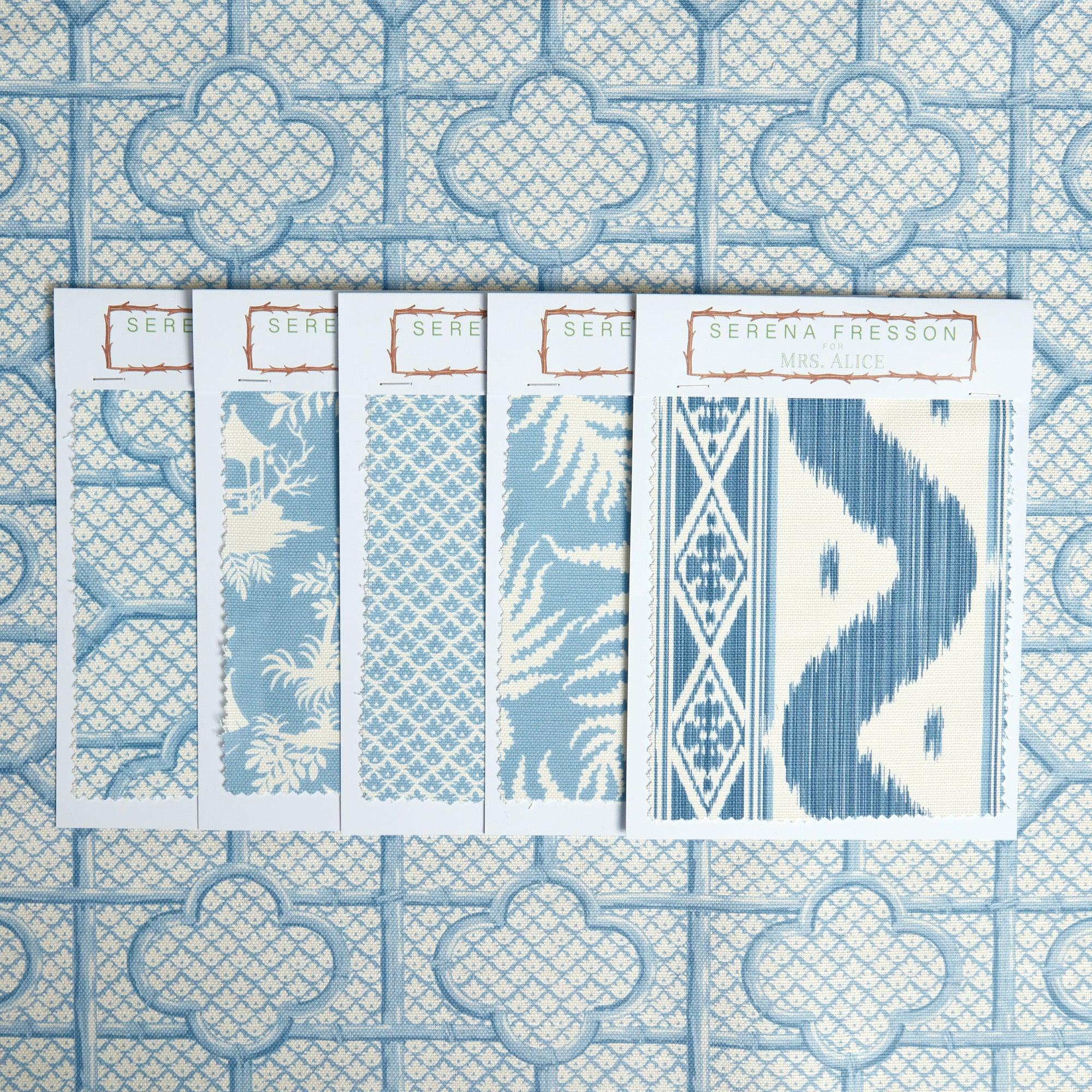 Blue Bamboo Trellis Fabric - Image 6