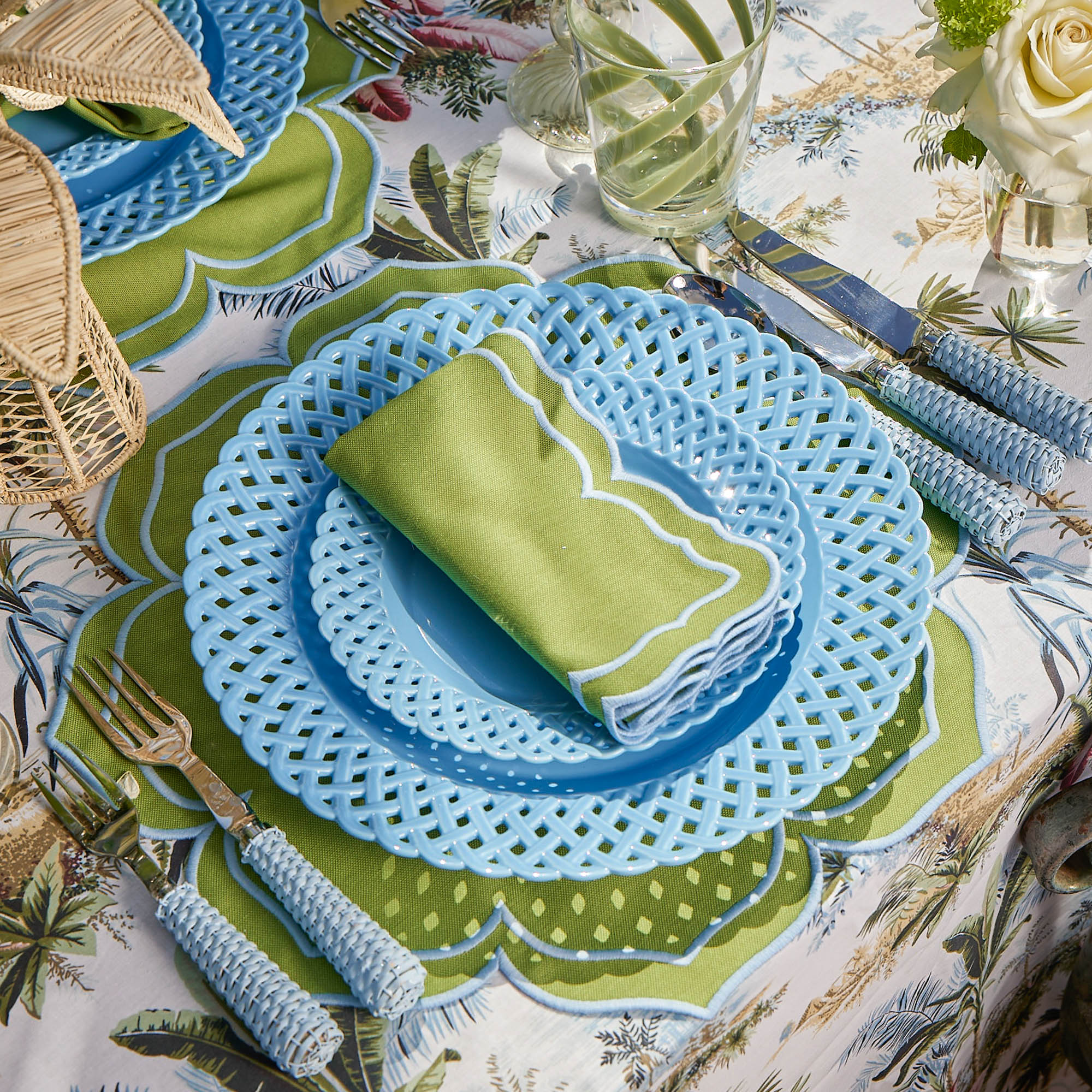 Blue Basketweave Dinner & Starter Plates (Set of 8) - Image 5