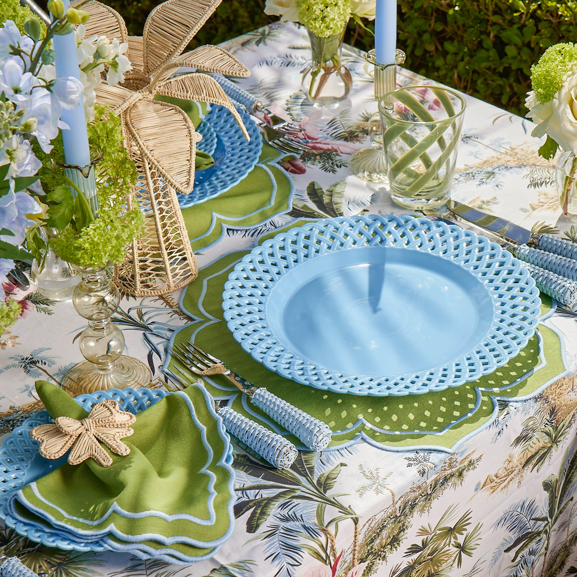 Blue Basketweave Dinner & Starter Plates (Set of 8) - Image 7