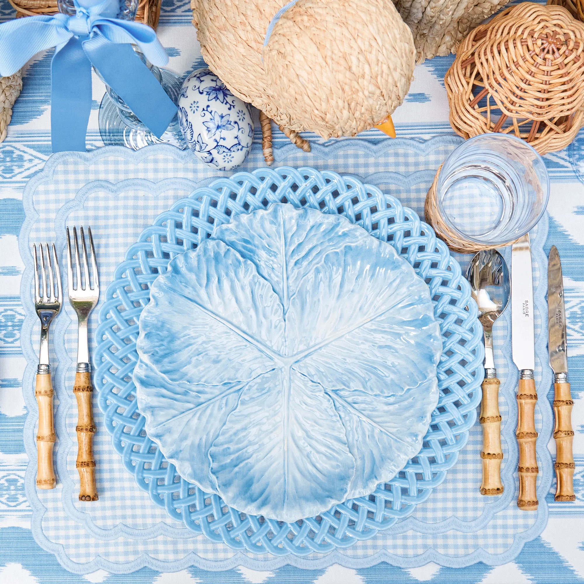 Blue Basketweave Dinner Plate - Image 14