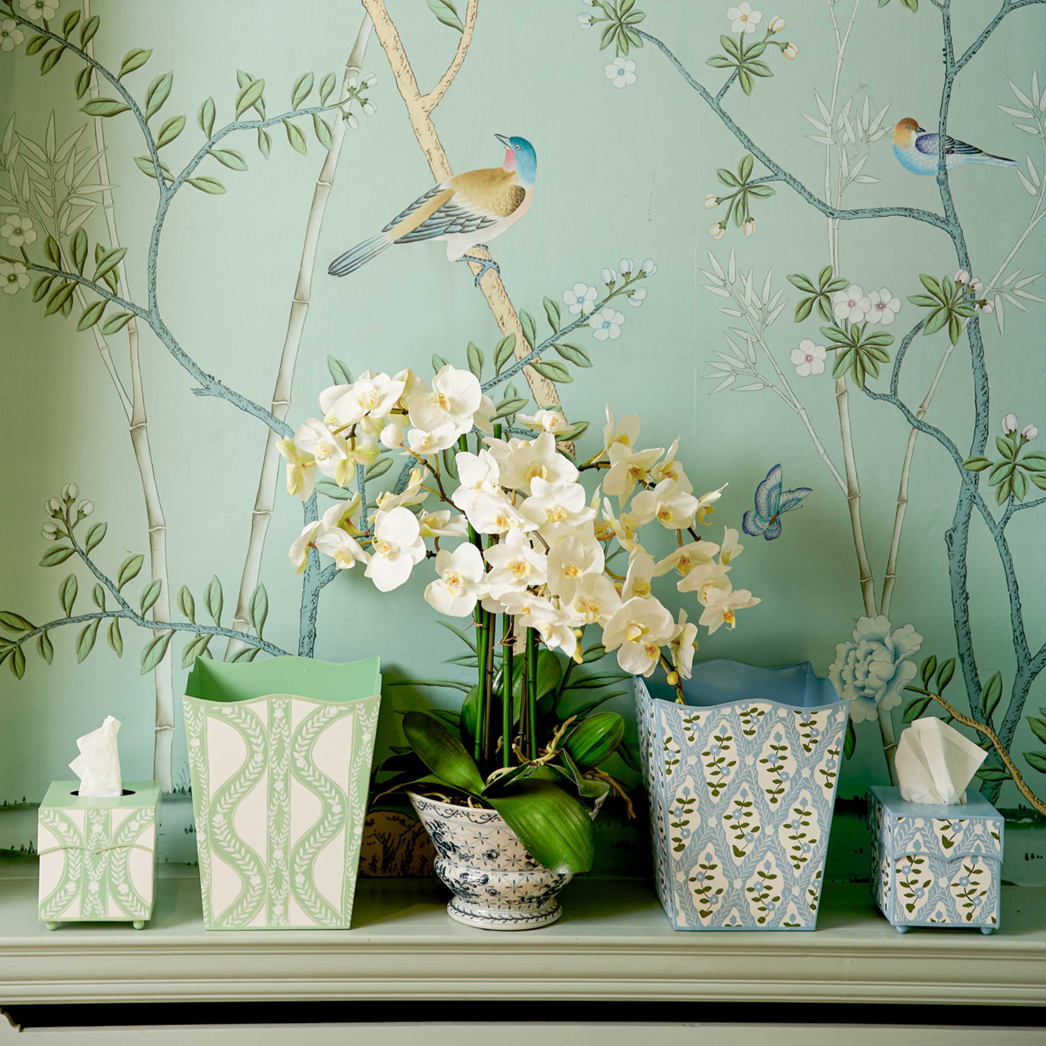 Green Floral Ikat Bin - Image 8