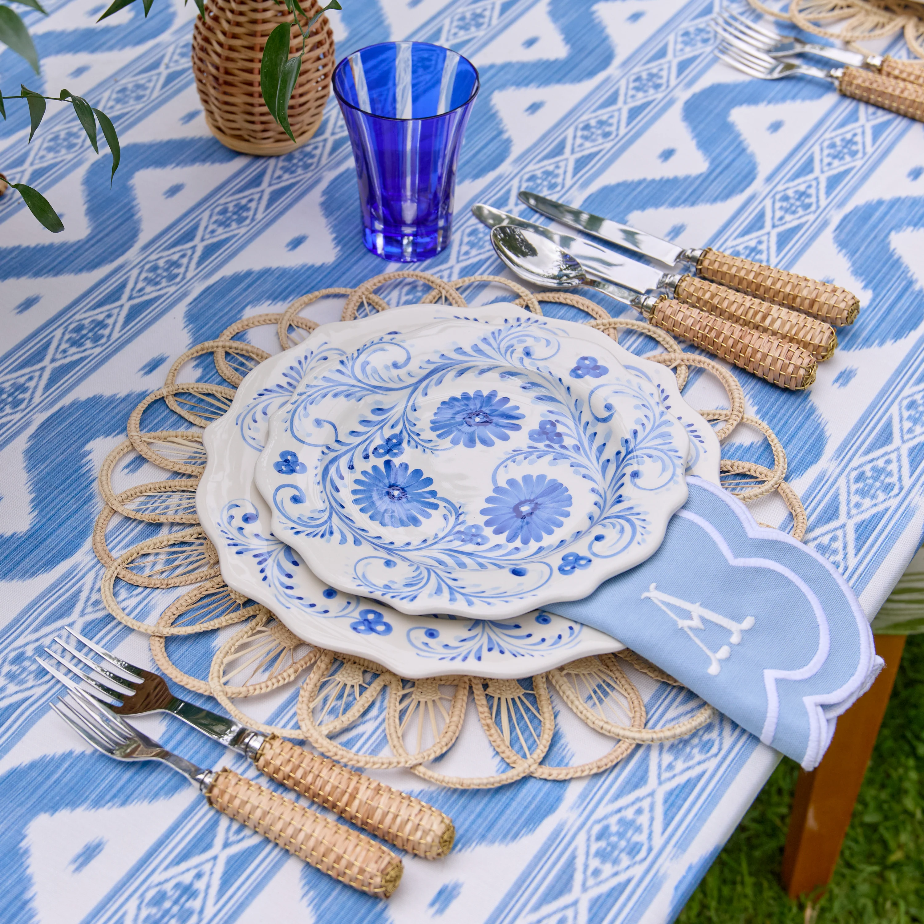 Blue Serena Appliqué Napkins (Set of 4) - Image 6