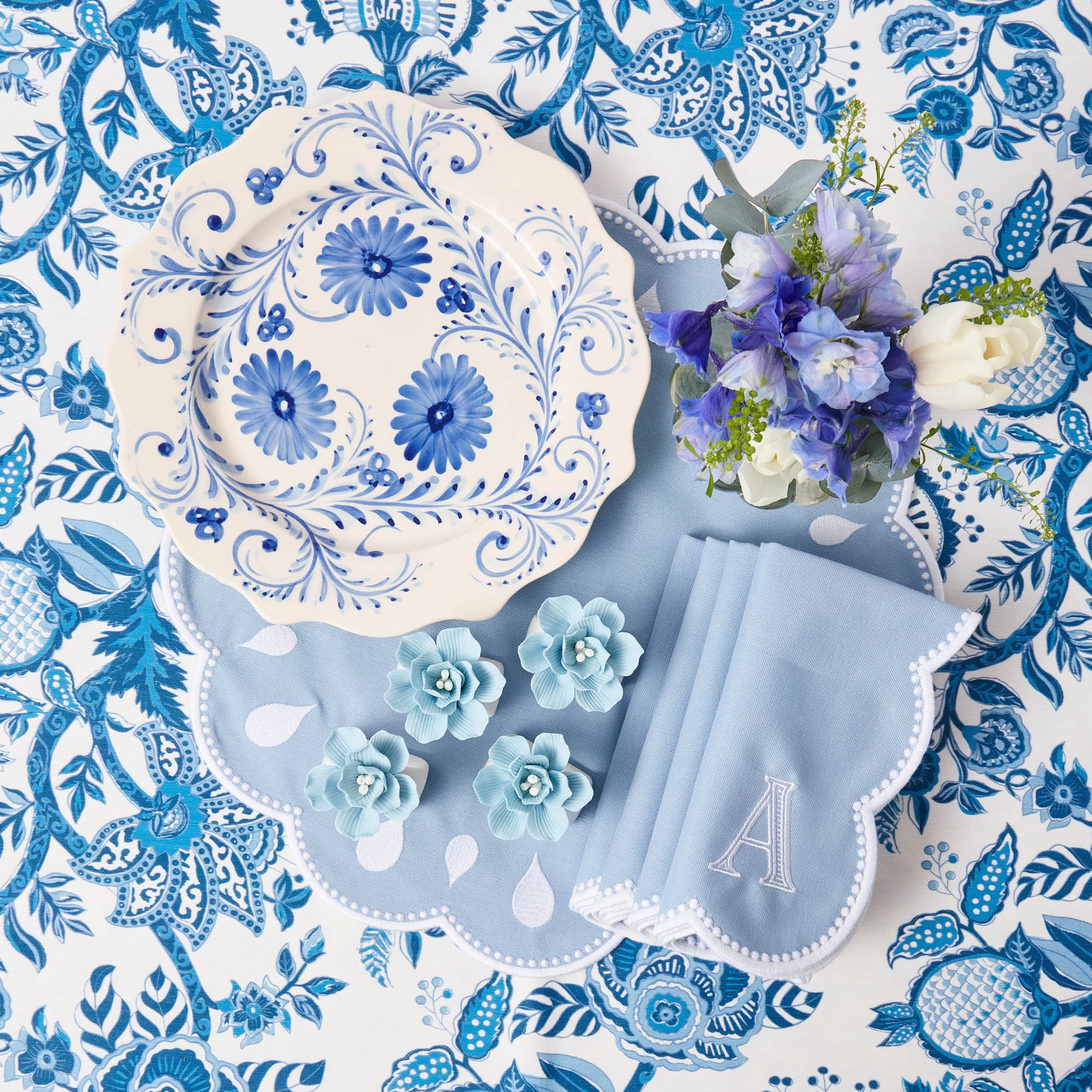 Blue Flowers Dinner Plate - Image 13