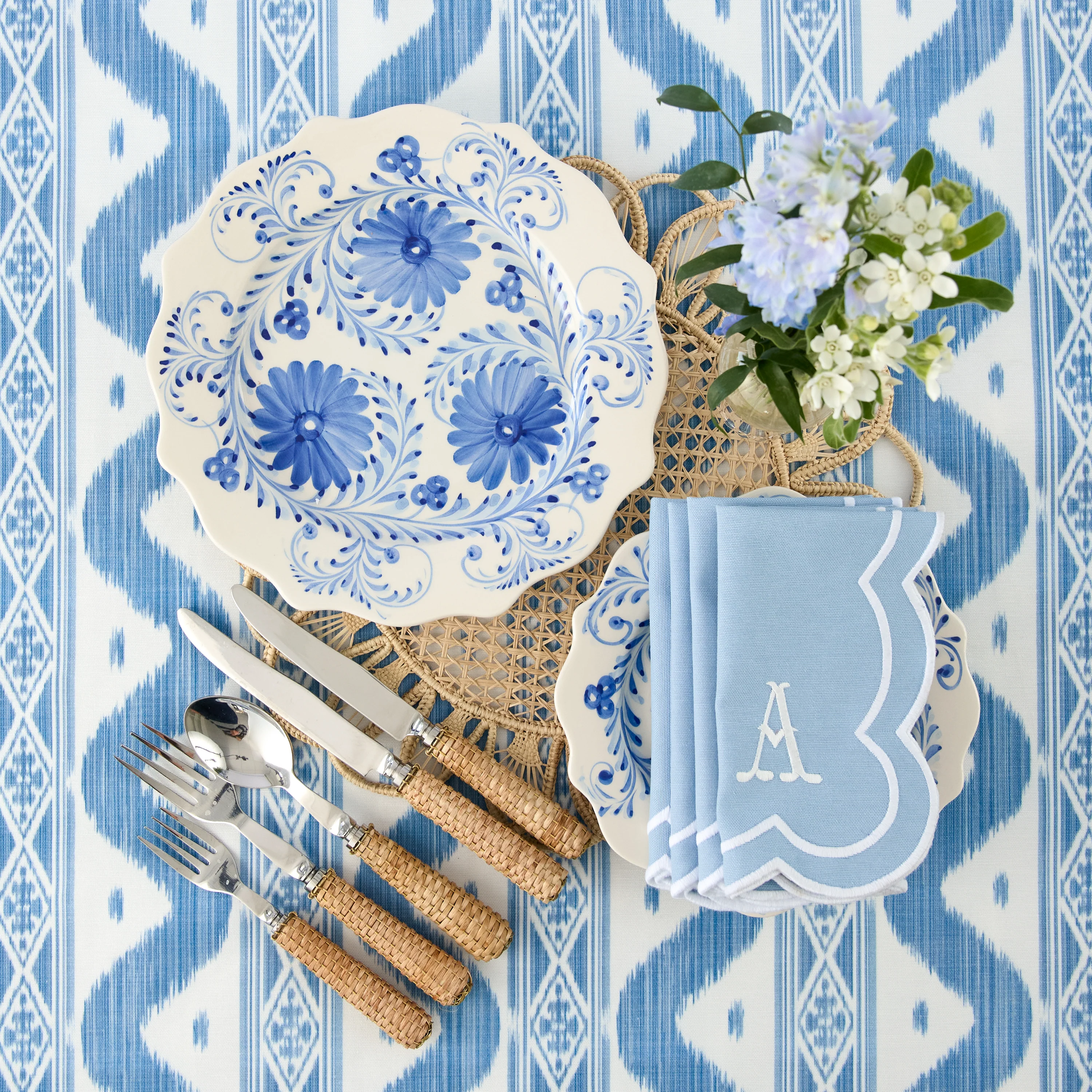 Blue Serena Appliqué Napkins (Set of 4) - Image 5