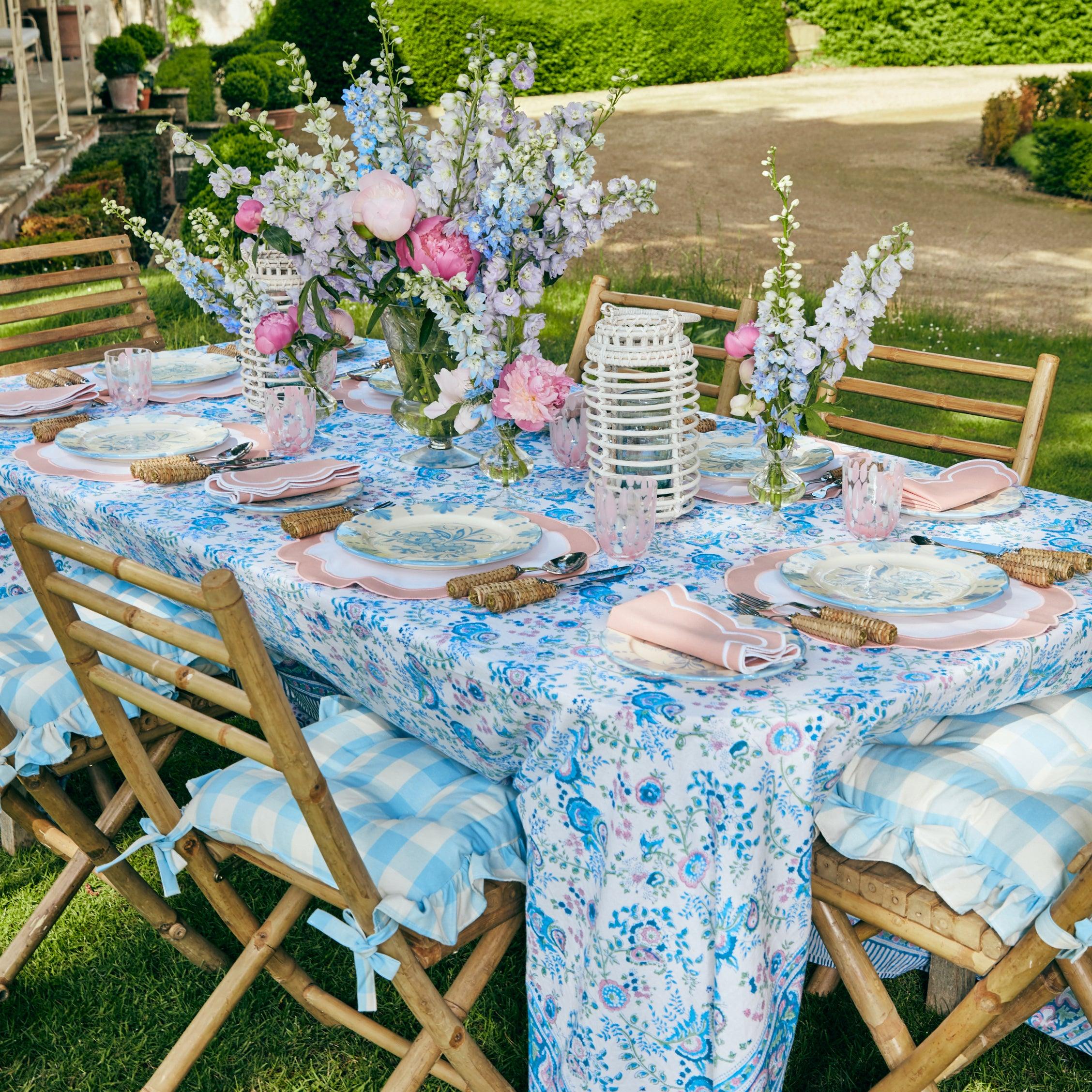 Blue Gingham Ruffle Seat Pad Cushion - Image 14