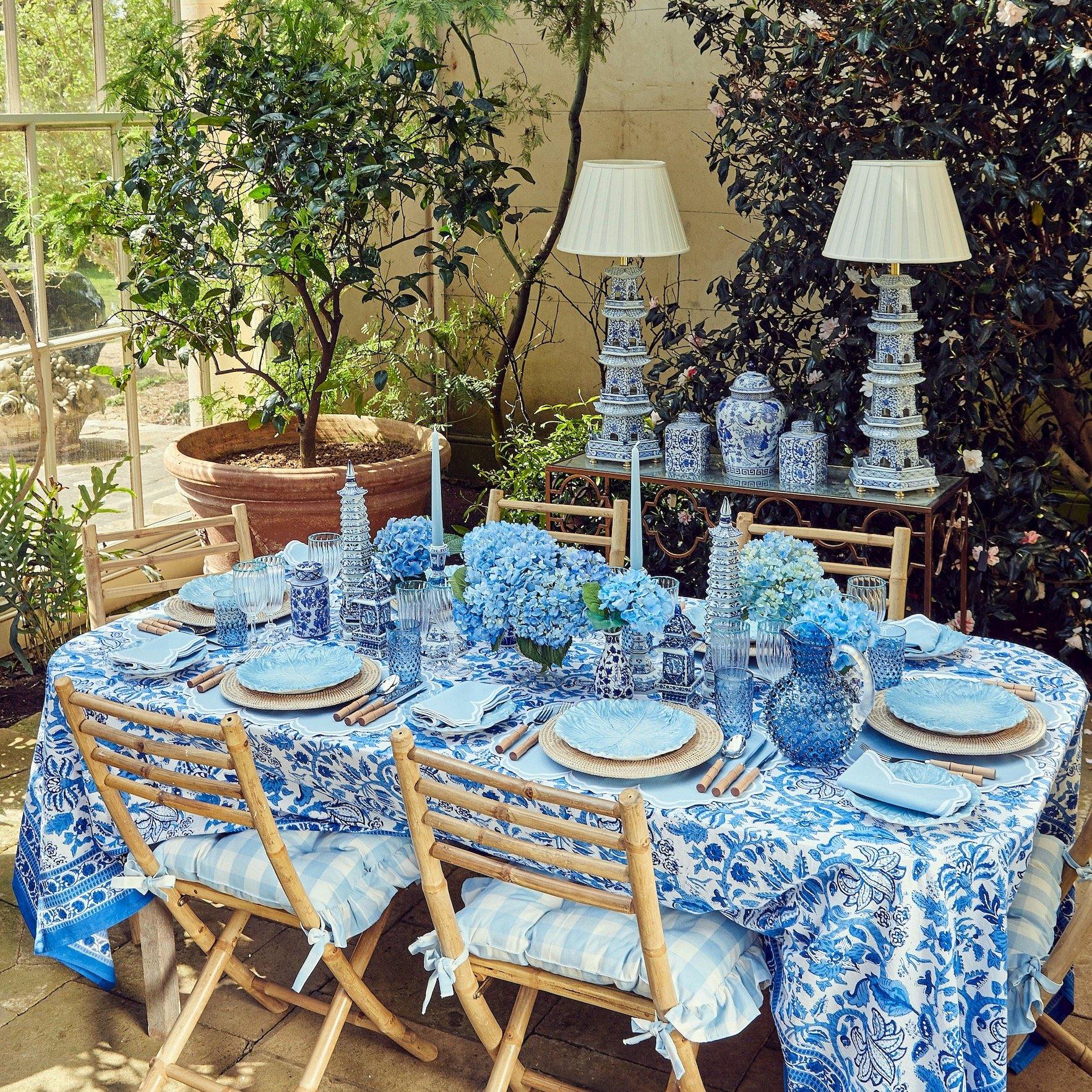 Blue Gingham Ruffle Seat Pad Cushion - Image 16