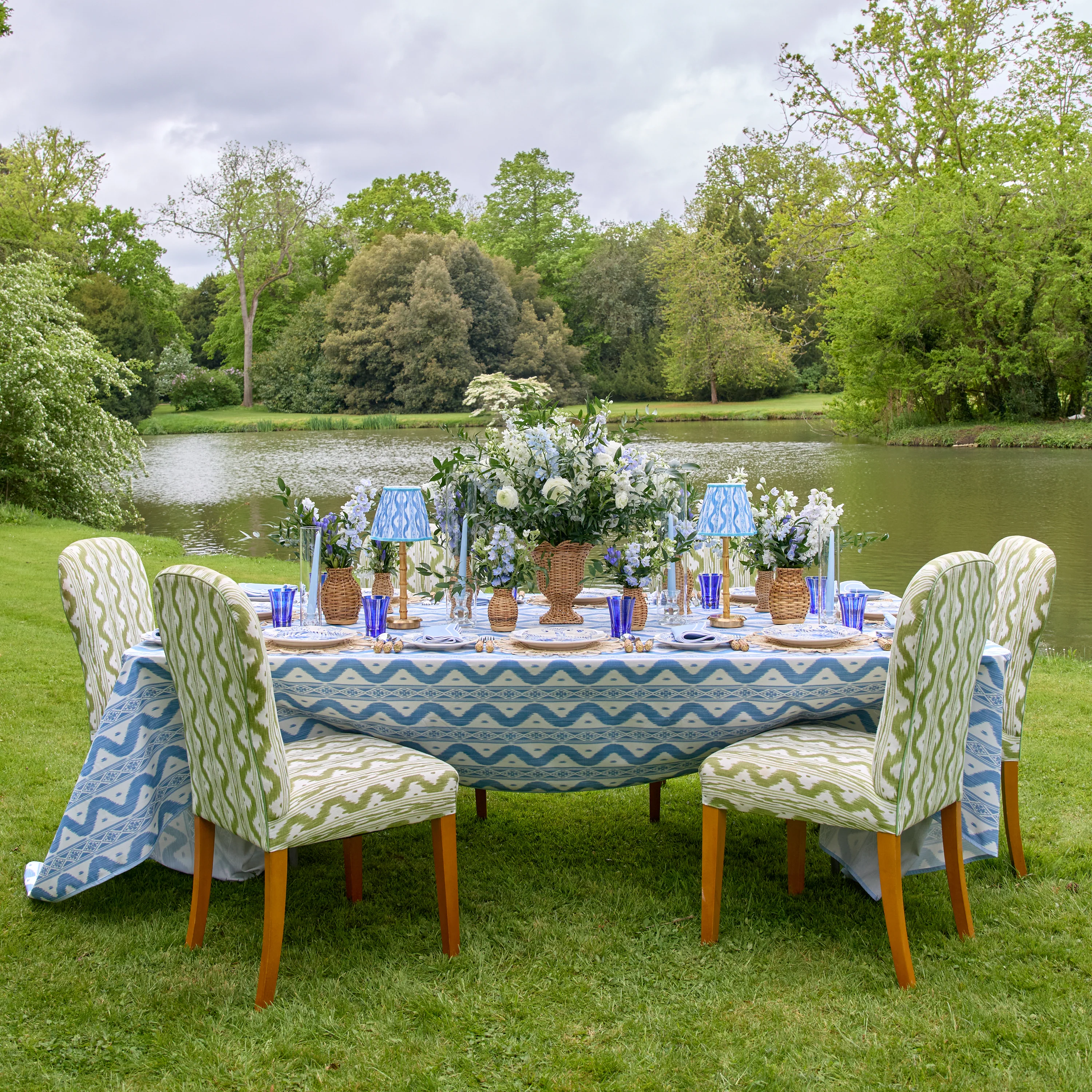 Blue Ikat Tablecloth - Image 3