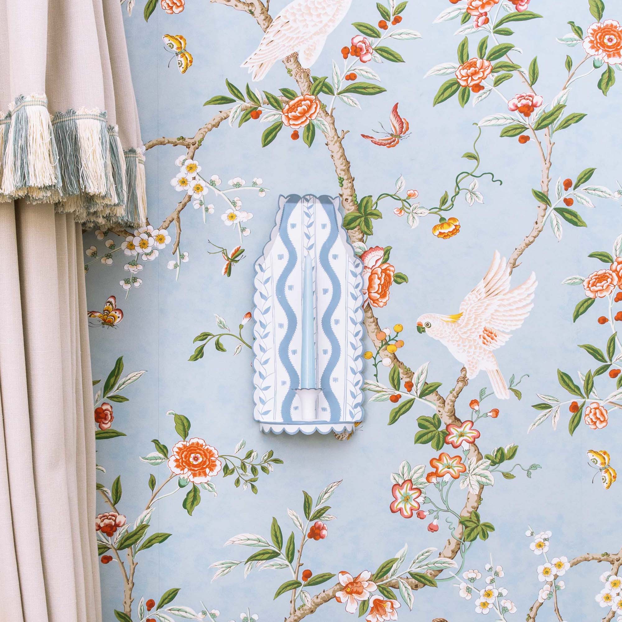 Blue Ikat Tole Candle Sconce - Image 4