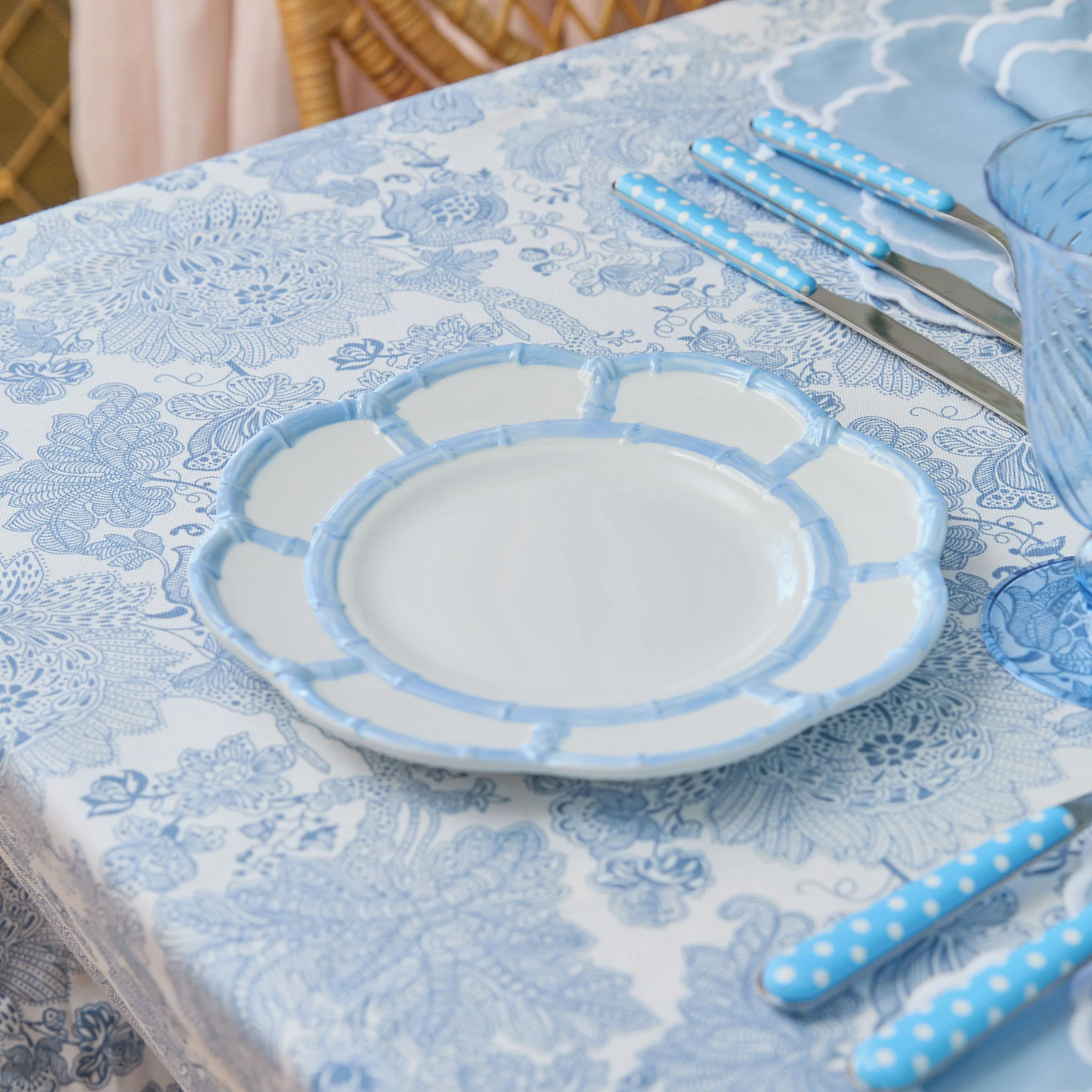 Blue Melamine Bamboo Starter Plates (Set of 4) - Image 2