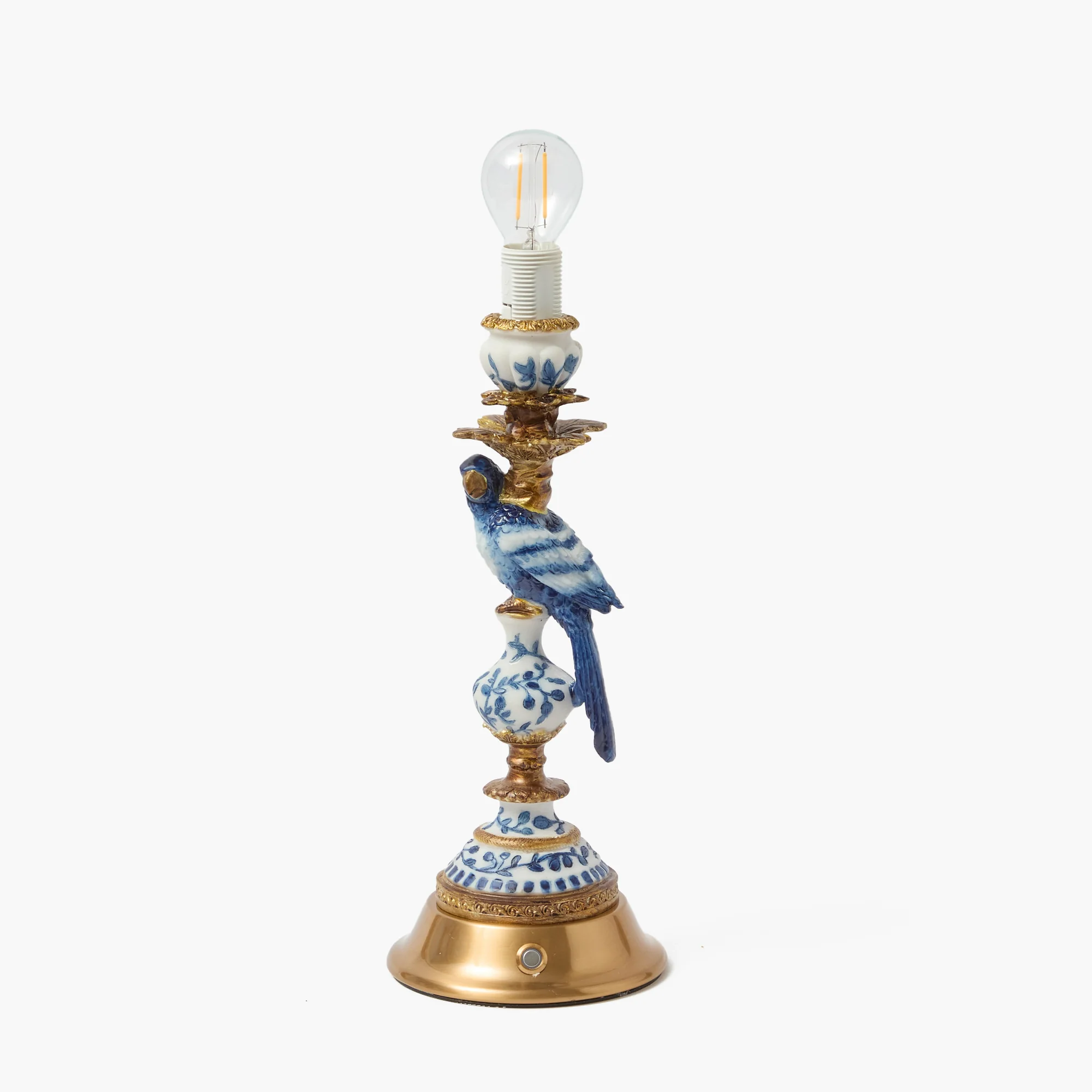 Blue Parrot Rechargeable Lamp with Blue Lotus Deep Scallopeed Shade (18cm) - Image 7