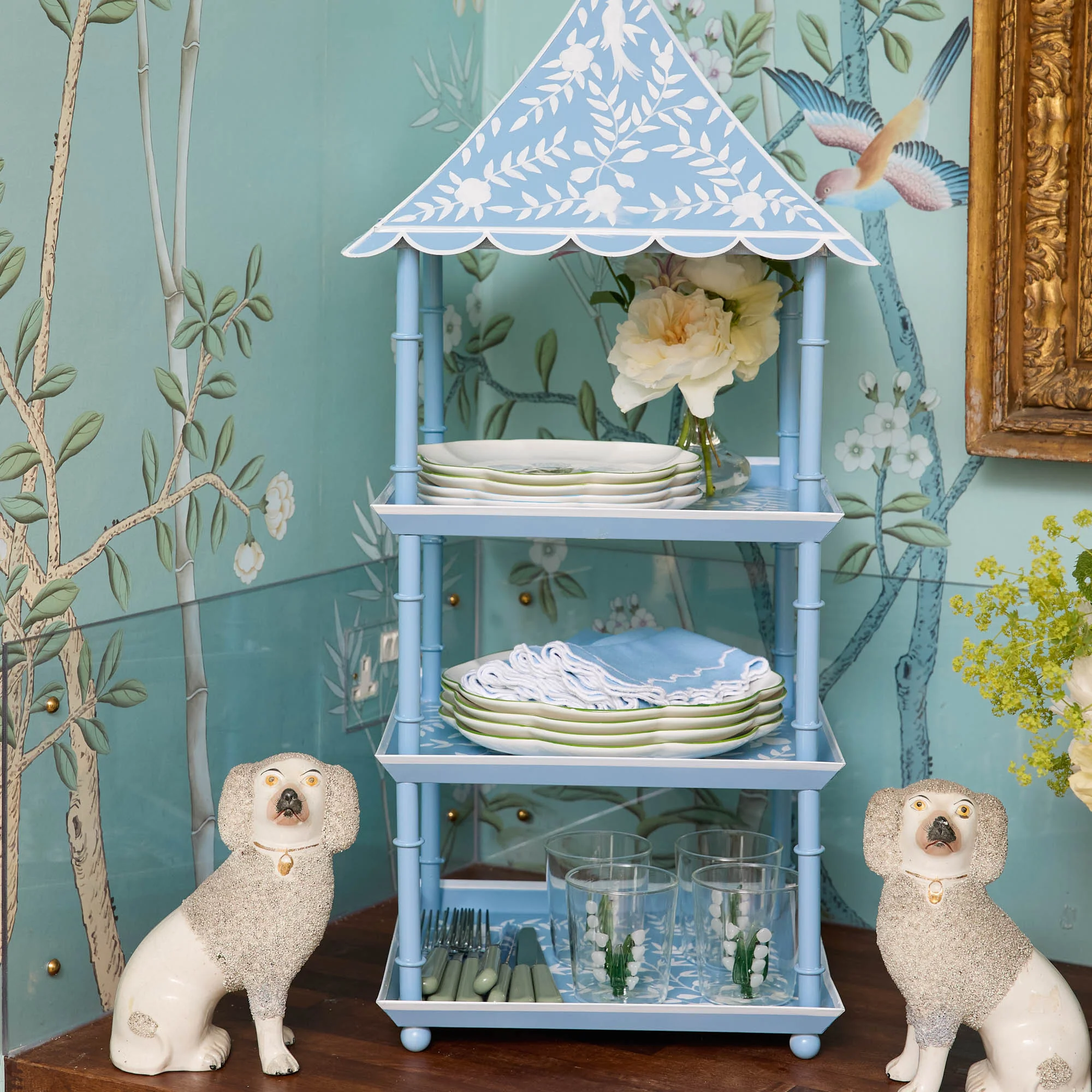 Blue Tole Three Tier Pagoda Stand - Image 3