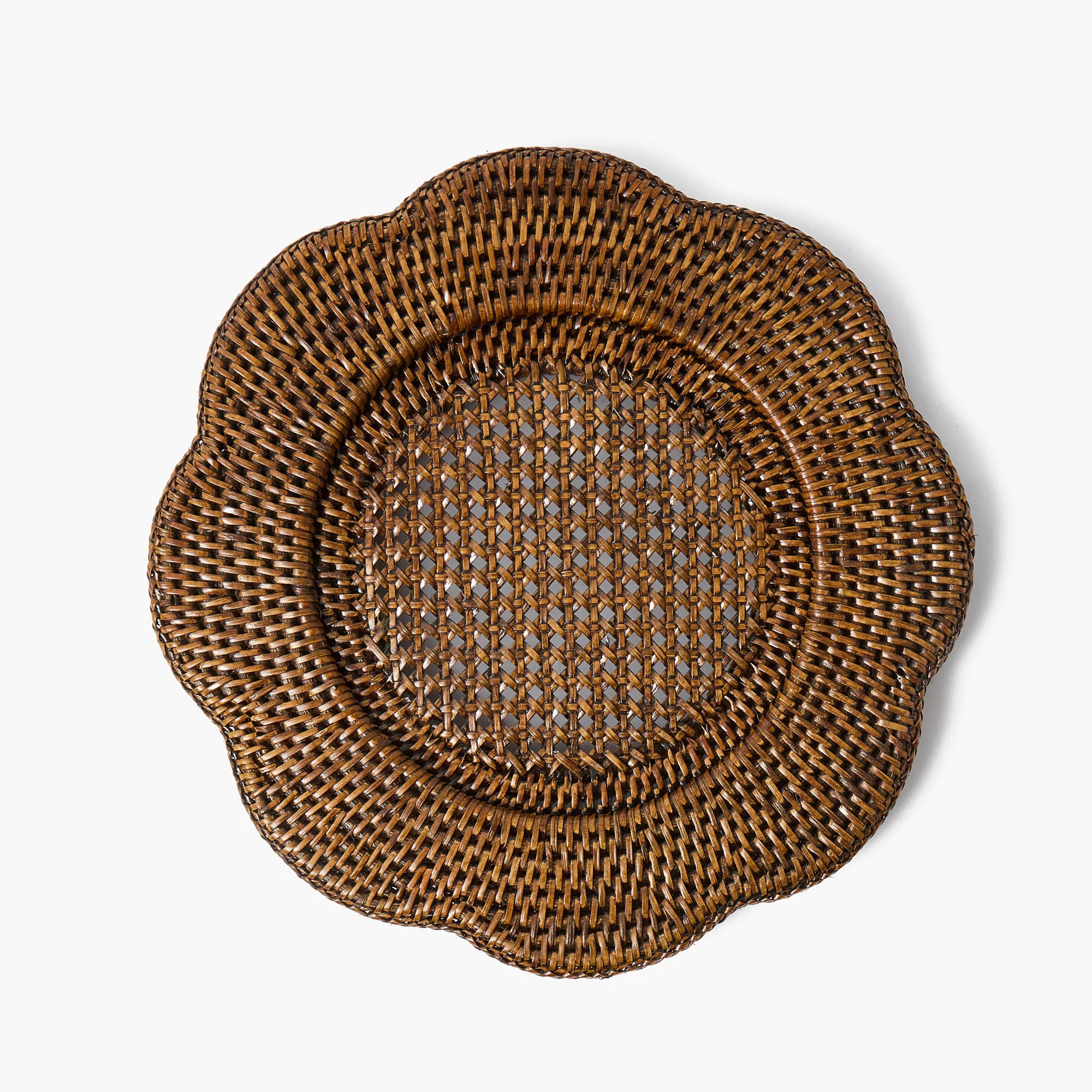 Brown Scalloped Rattan Charger Plates (Set of 4) - Image 8