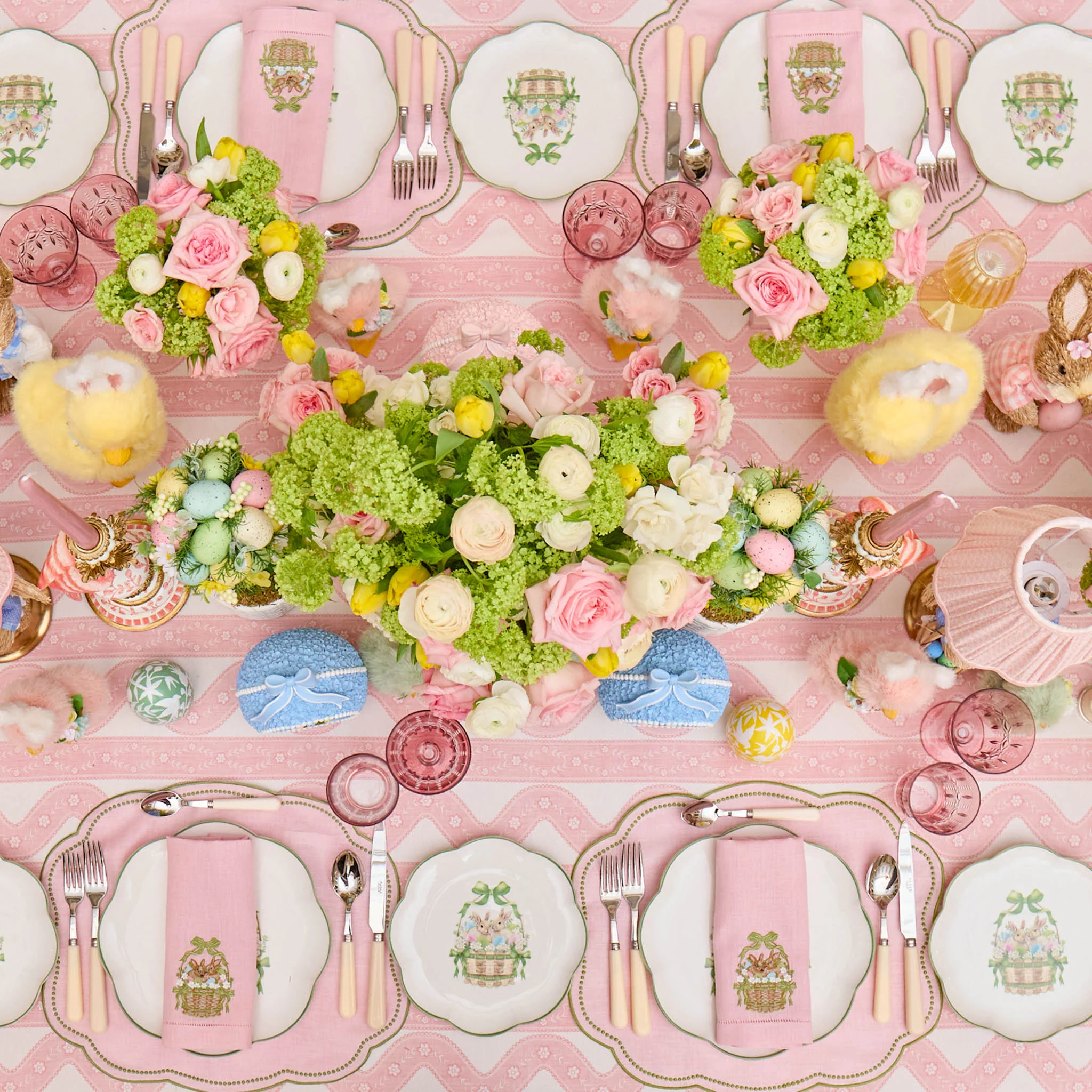 Pink & Green Eloise Linen Placemats & Bunnies in Basket Napkins (Set of 4) - Image 6
