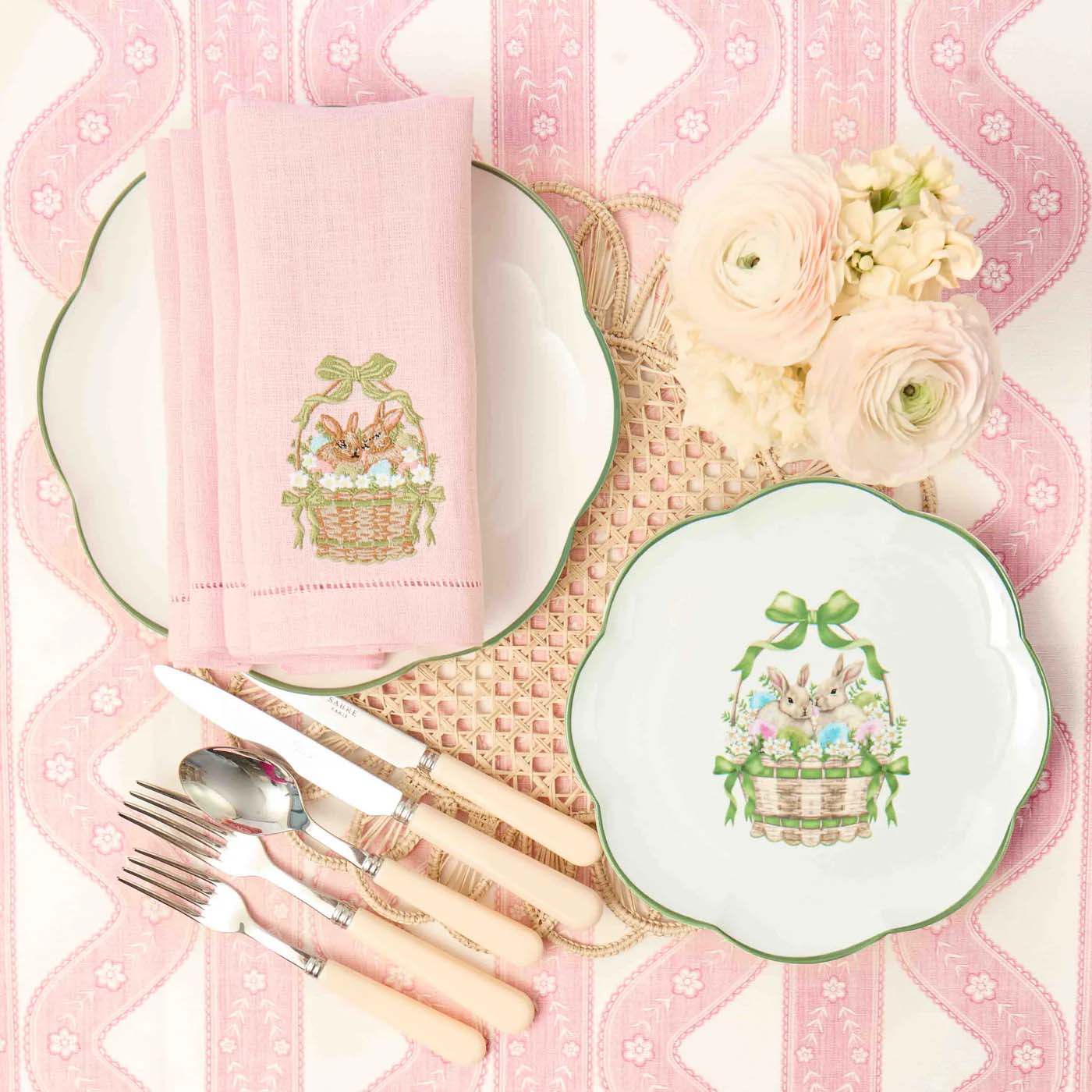 Pink & Green Eloise Linen Placemats & Bunnies in Basket Napkins (Set of 4) - Image 7
