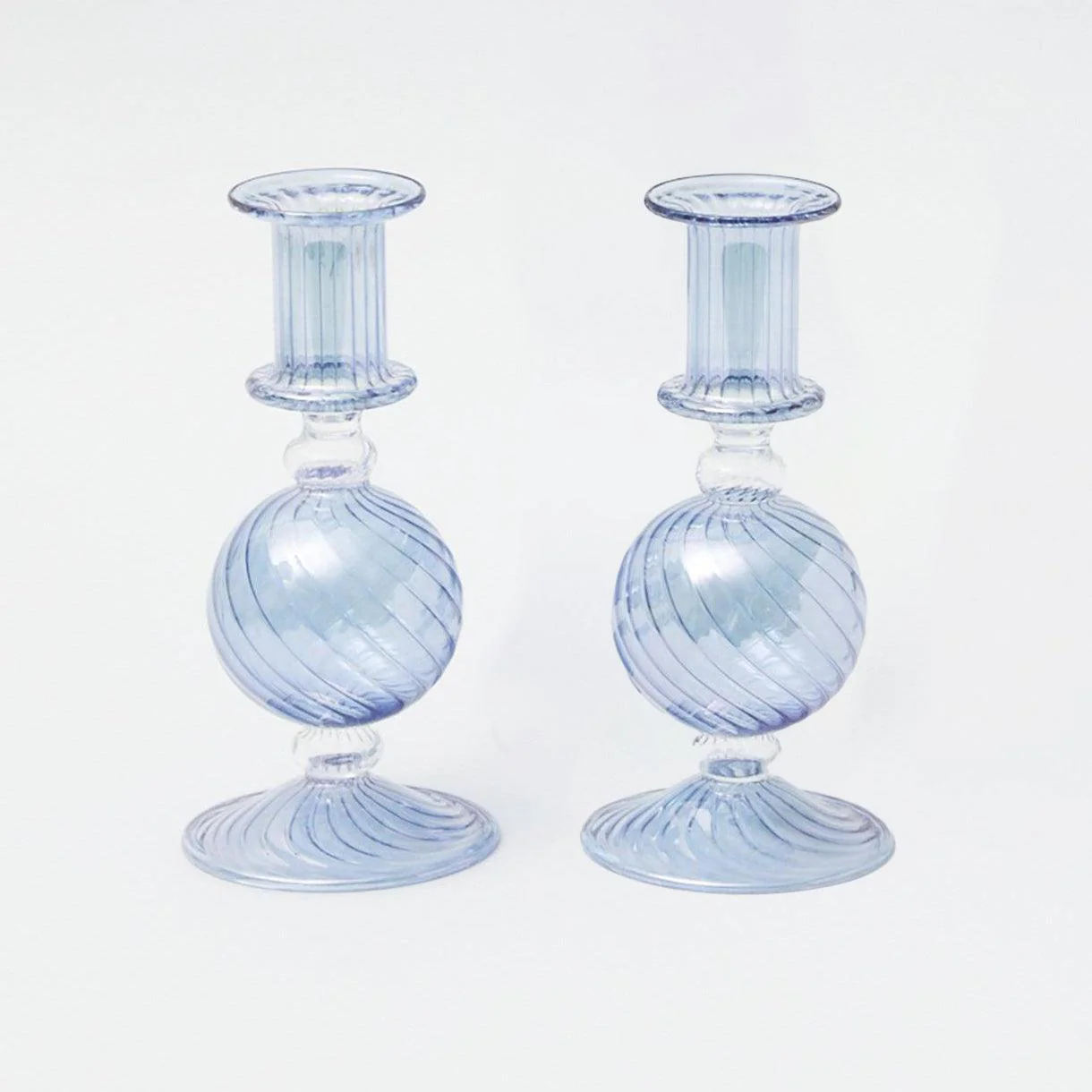 Small Camille Azure Candle Holders (Pair) - Image 9