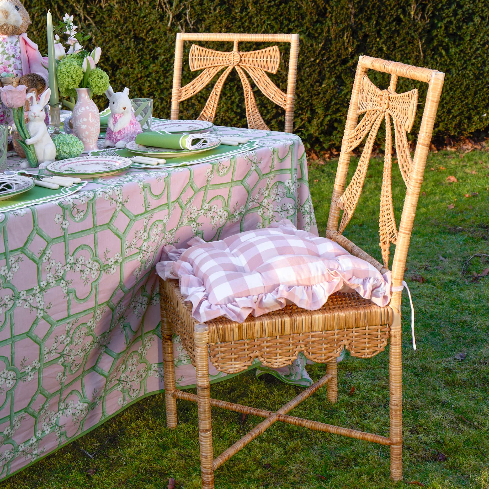 Pink Gingham Ruffle Seat Pad Cushion - Image 4