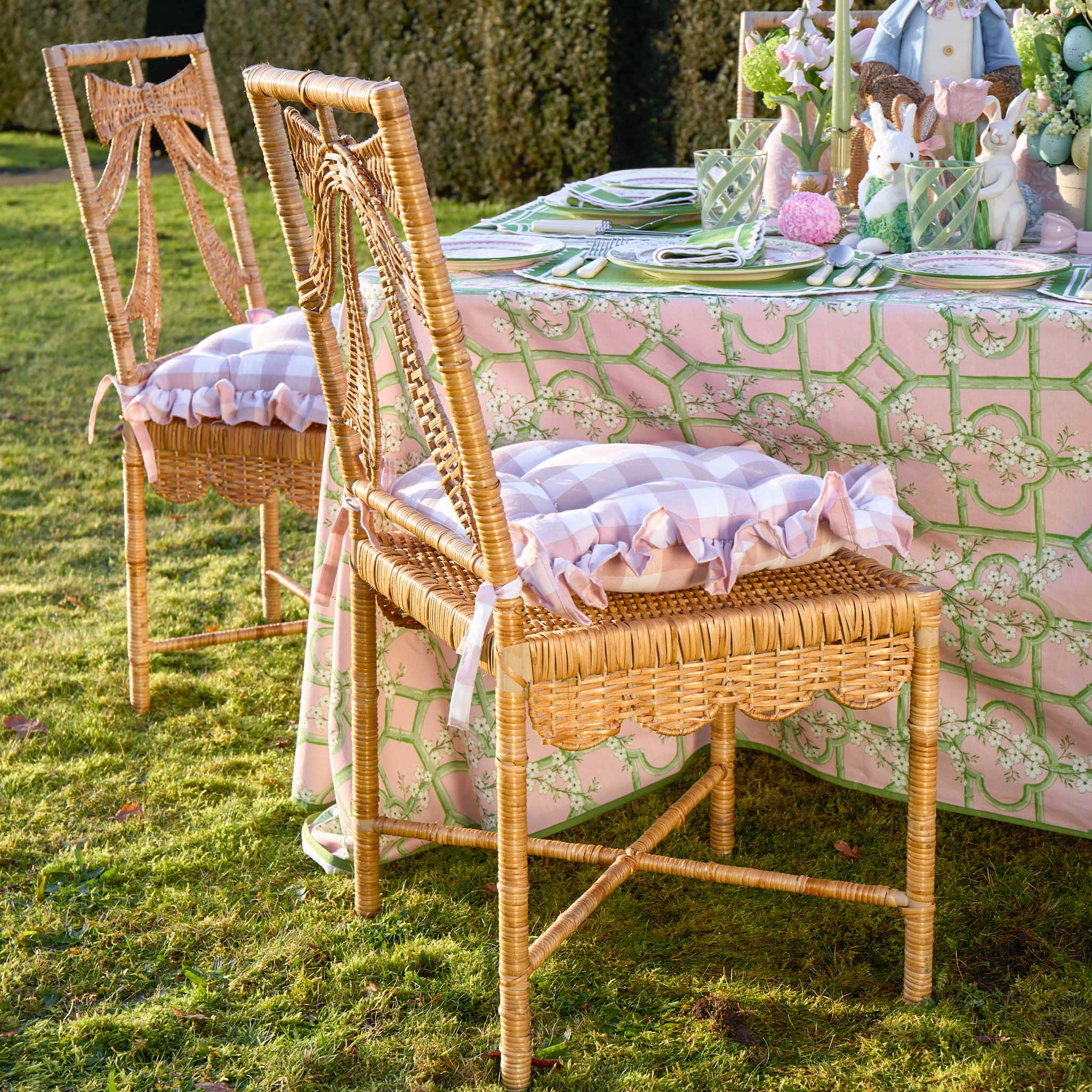 Pink Gingham Ruffle Seat Pad Cushion - Image 8