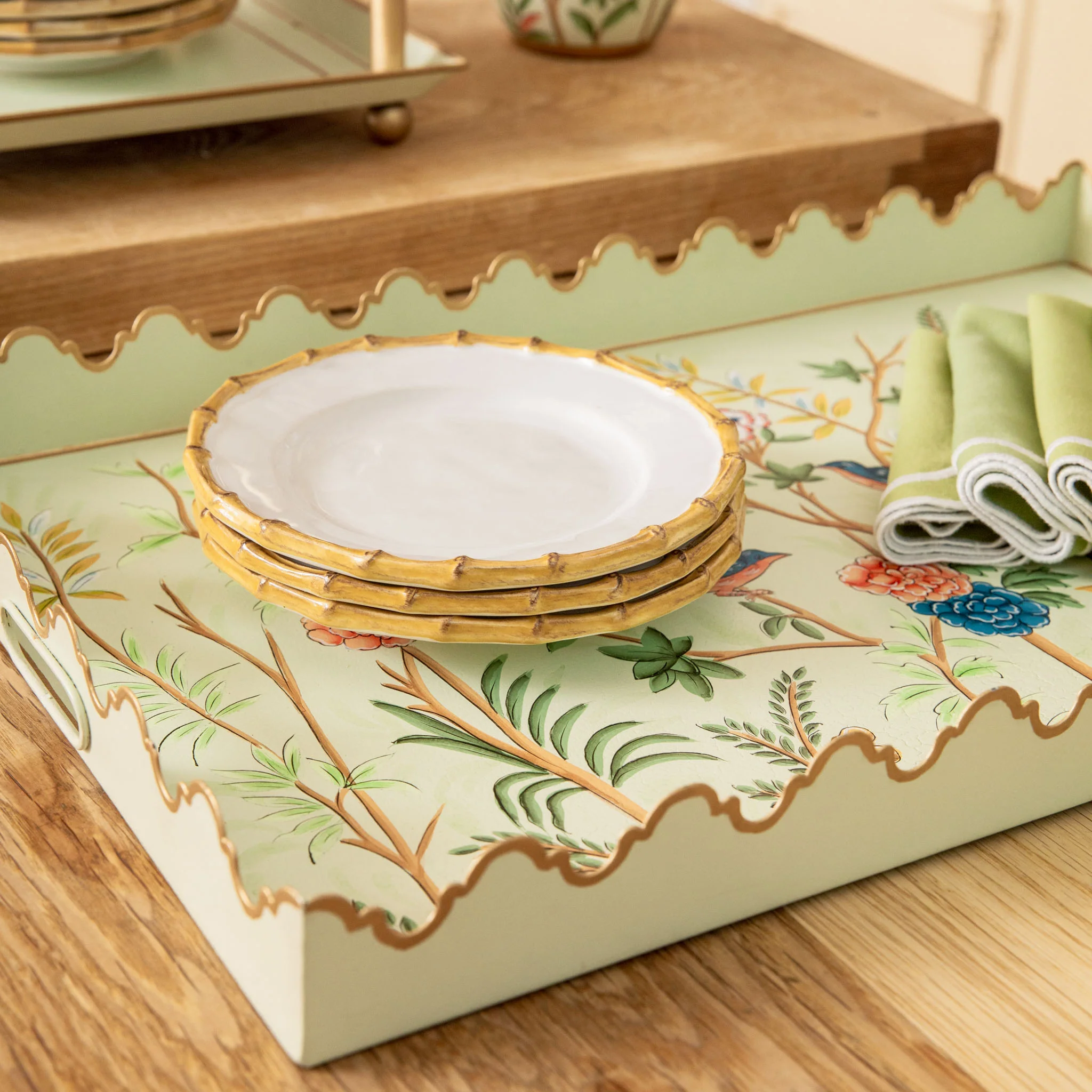 Green Chinoiserie Tole Tray - Image 3