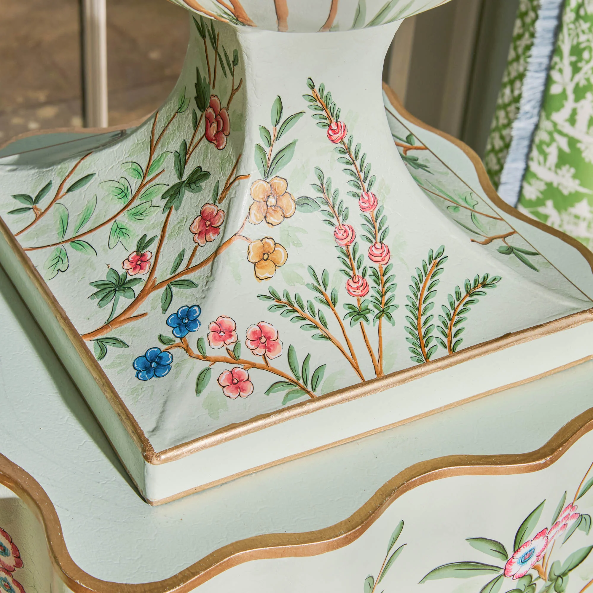 Chinoiserie Tole Urn & Pedestal - Image 8