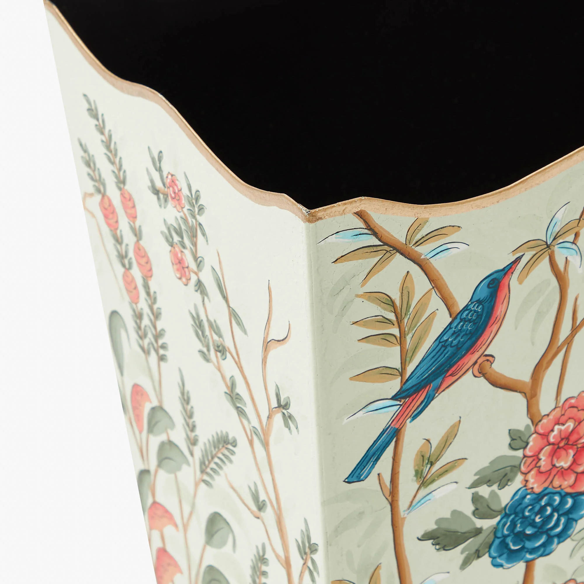 Green Chinoiserie Tole Waste Paper Bin - Image 7