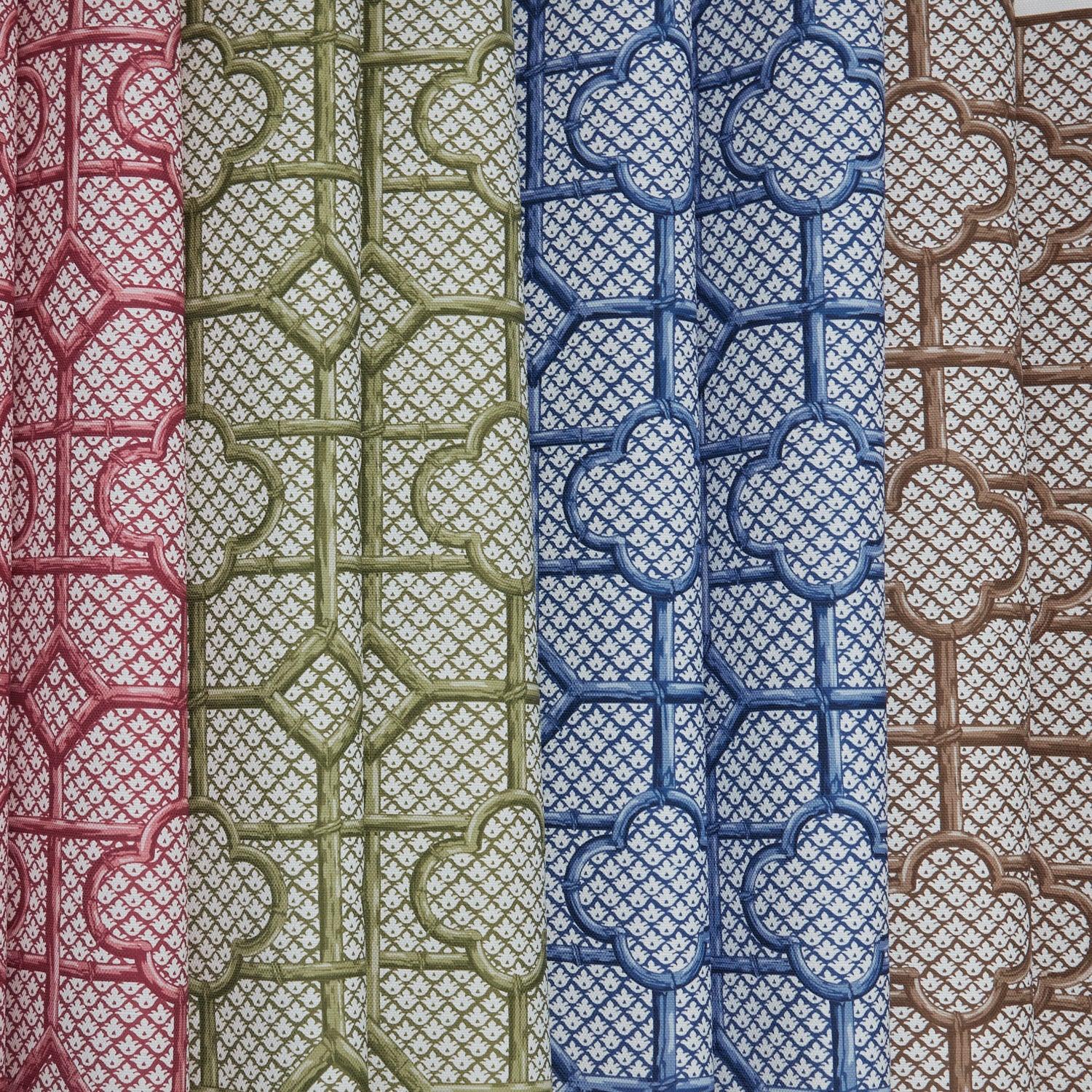 Cobalt Blue Bamboo Trellis Fabric - Image 10