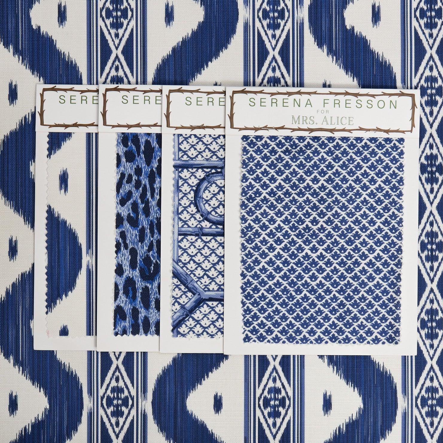 Cobalt Blue Ikat Stripe Fabric - Image 5