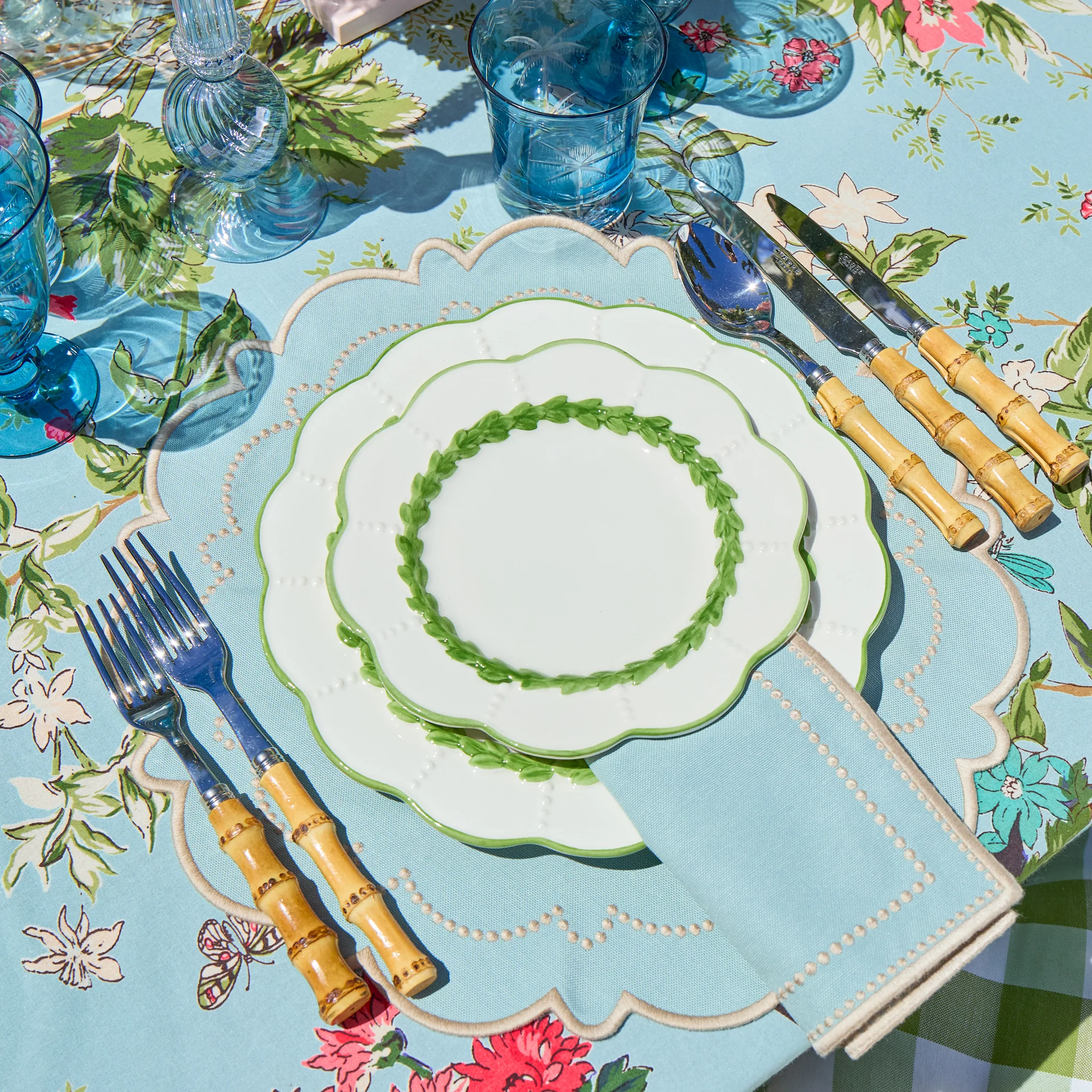Duck Egg Blue & Sand Mariana Placemats (Set of 4) - Image 2