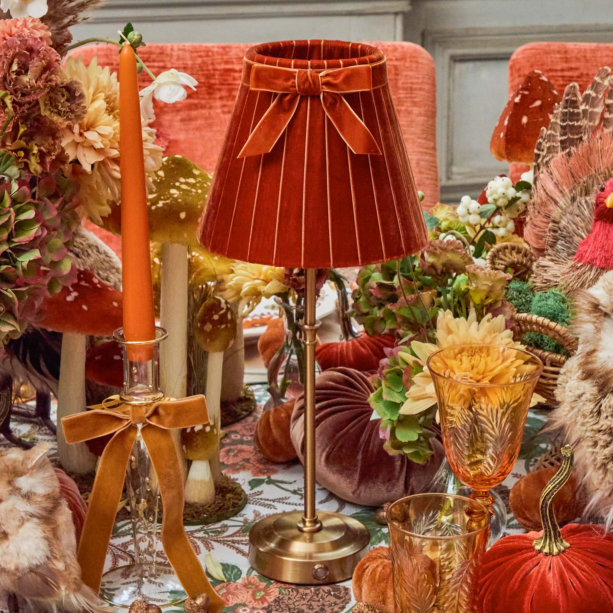 Burnt Orange Velvet Bow Lampshade (18cm) - Image 9