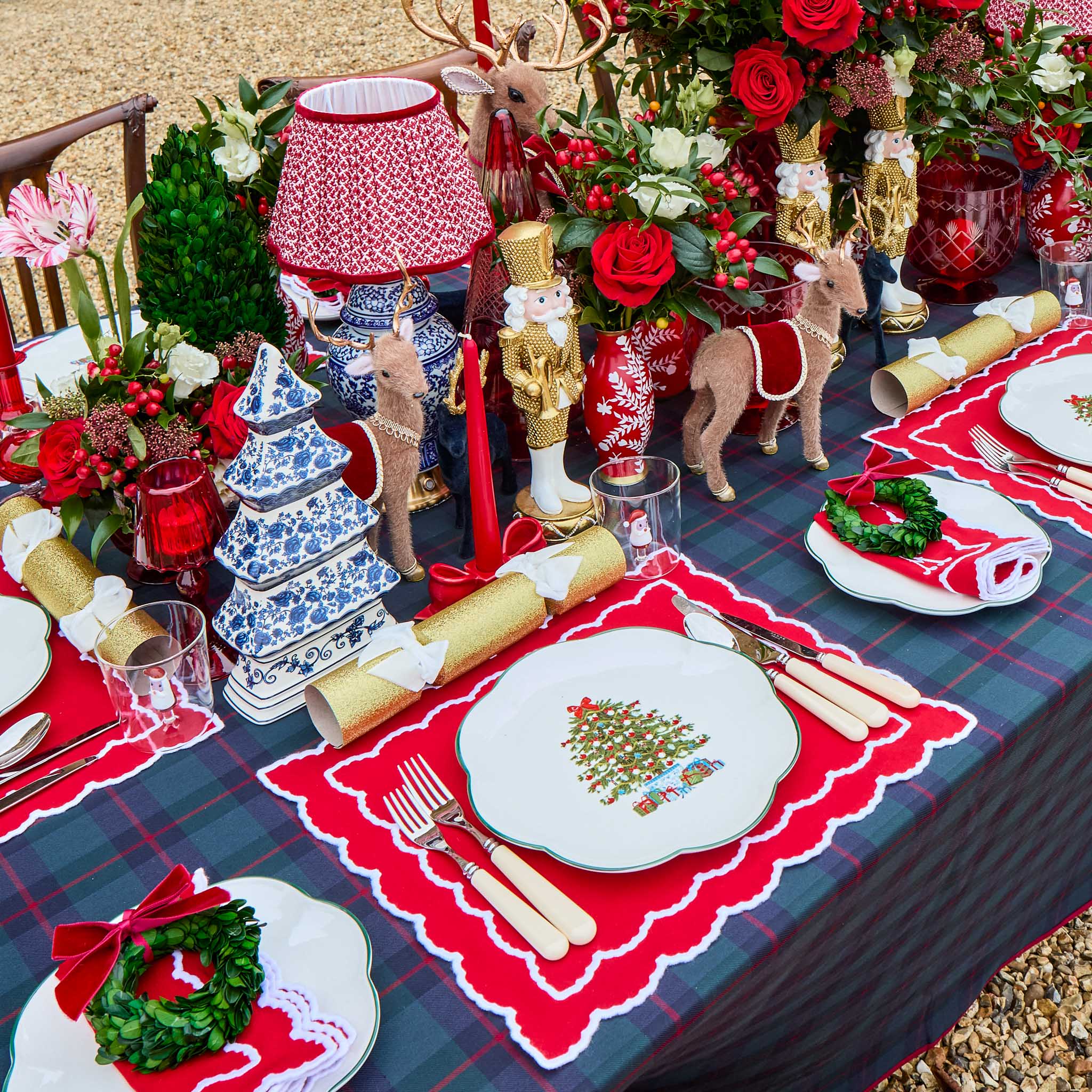 Red Elizabeth Placemats & Napkins (Set of 4) - Image 2
