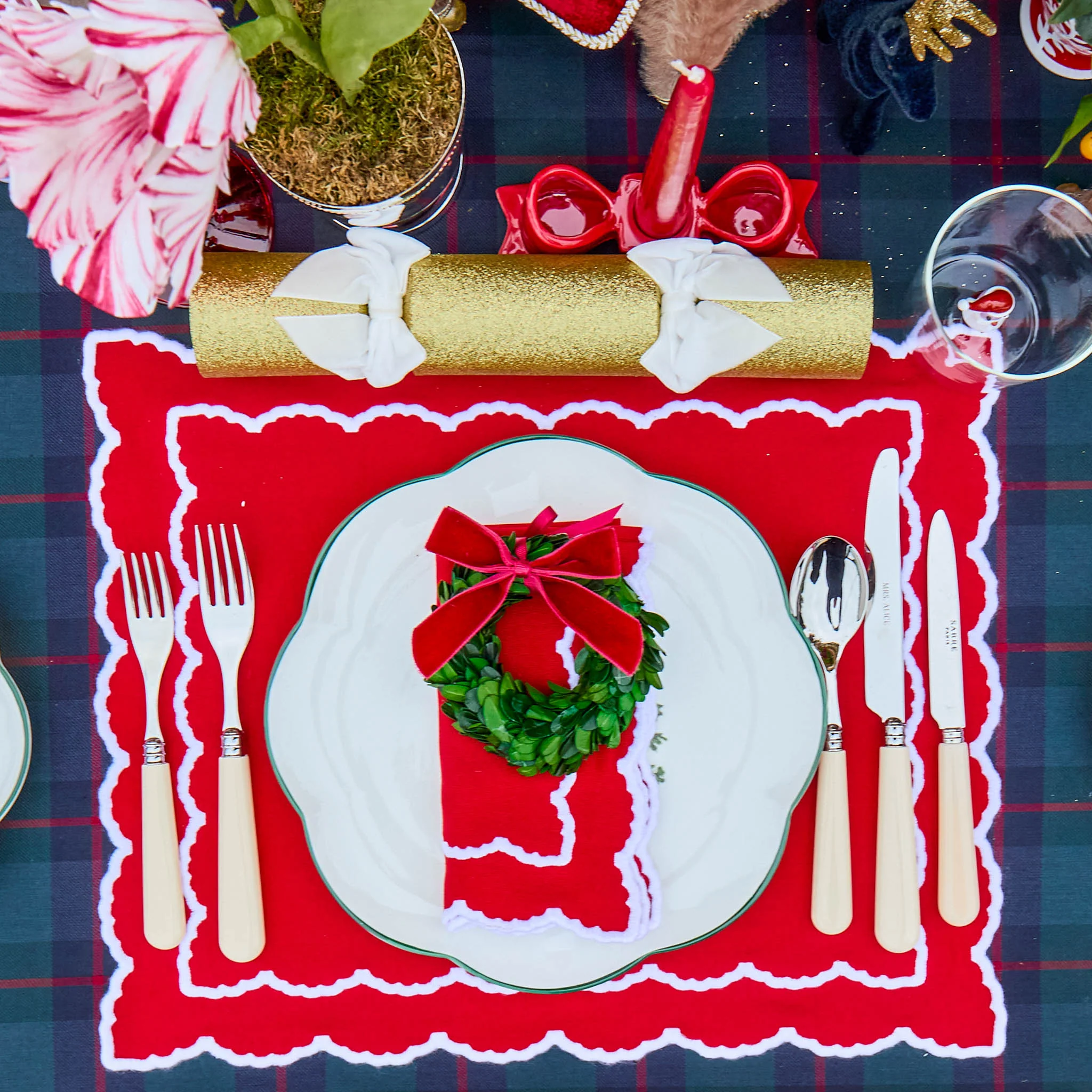 Red Elizabeth Placemats & Napkins (Set of 4) - Image 9