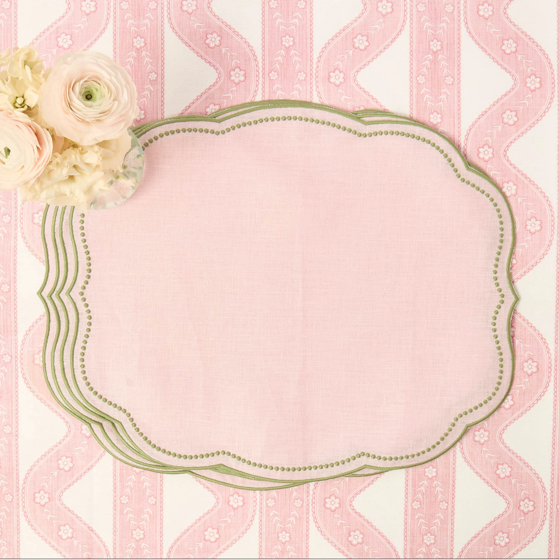 Pink & Green Eloise Linen Placemats (Set of 4) - Image 11