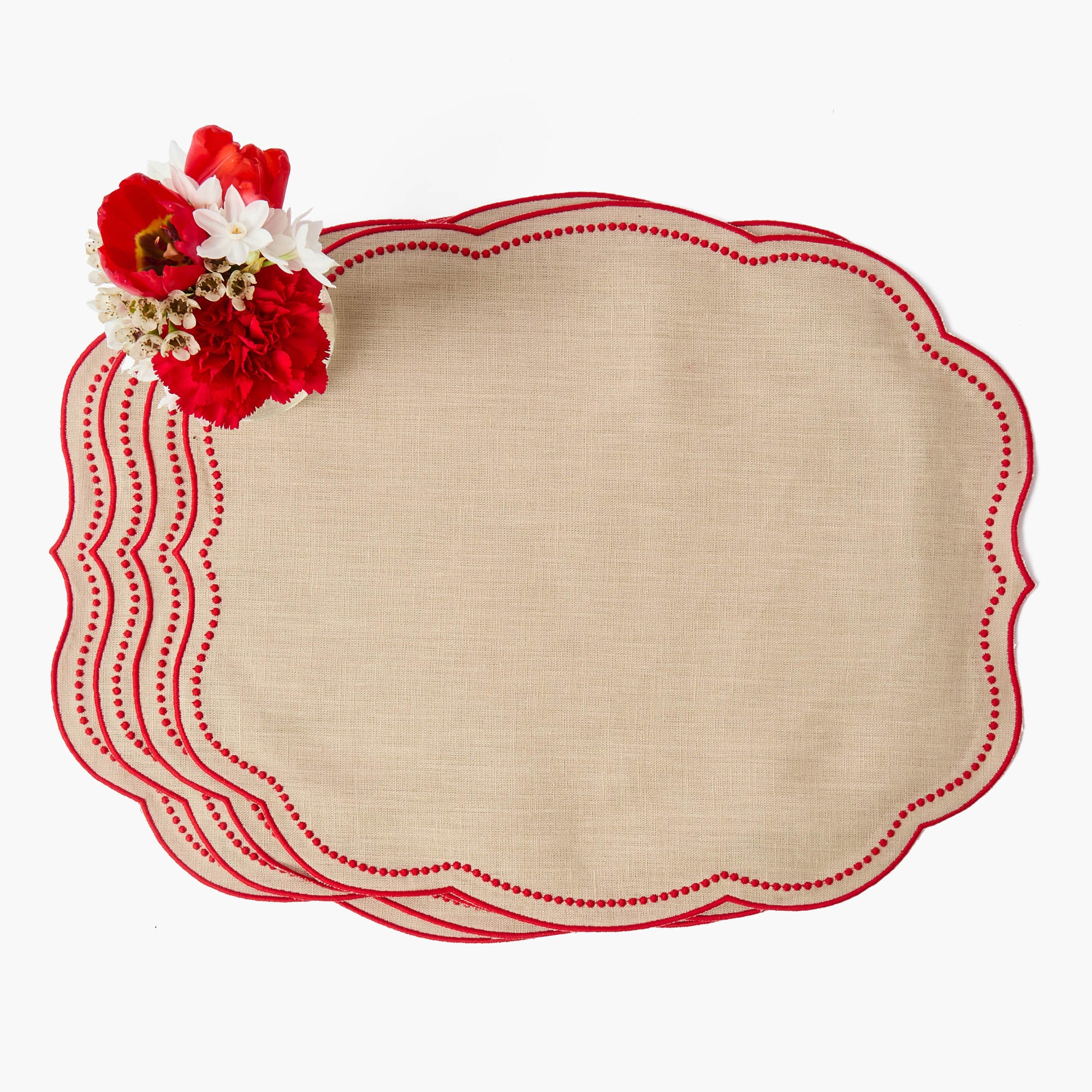 Putty & Red Eloise Linen Placemats & Henrietta Hen Napkins (Set of 4) - Image 9