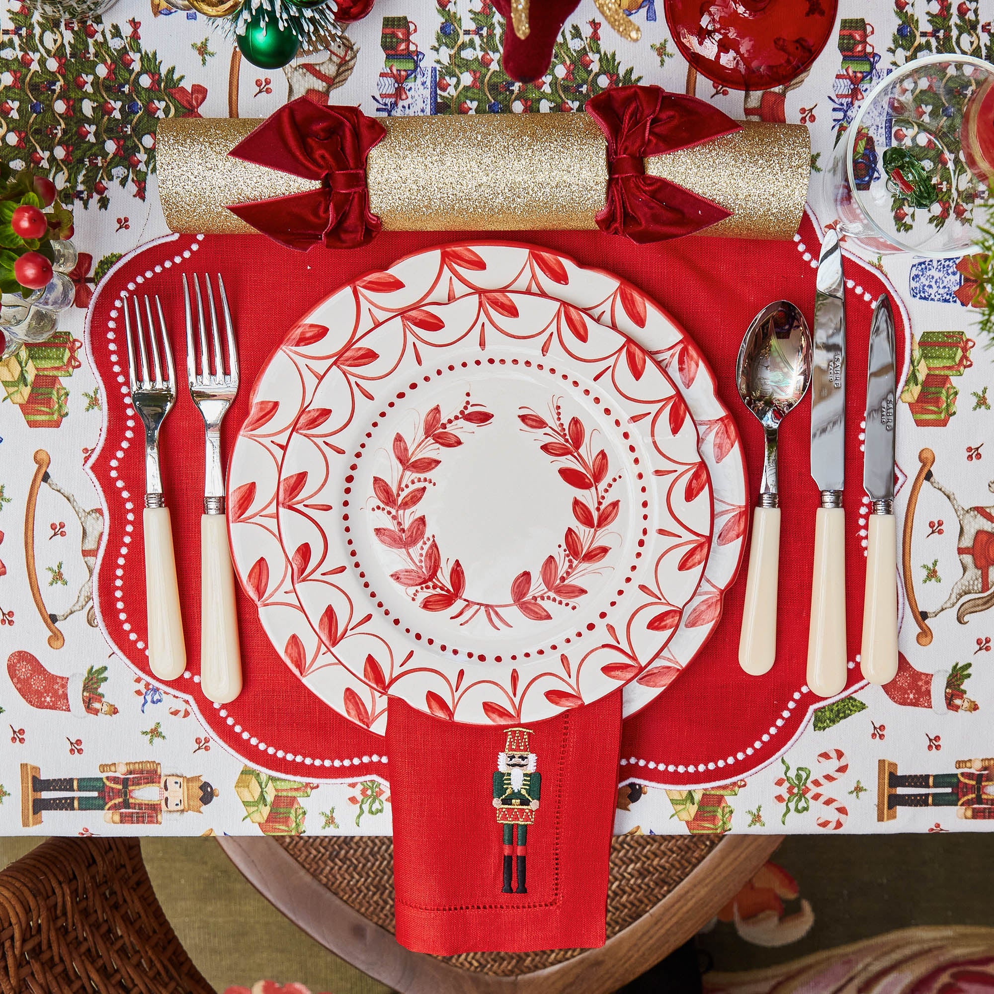 Red Eloise Linen Placemats (Set of 4) - Image 6