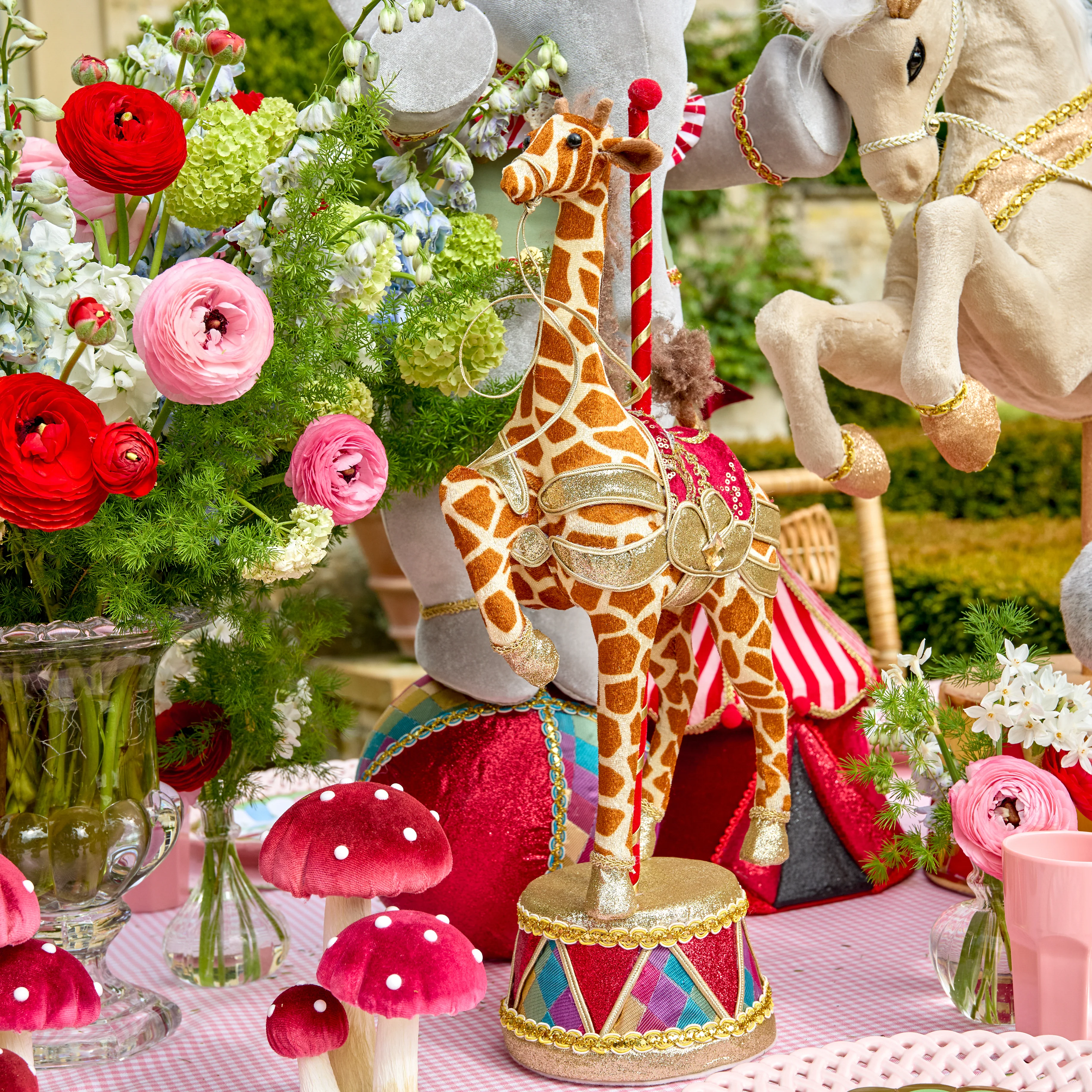 Gilbert Giraffe on Carousel (Pair) - 60cm - Image 2