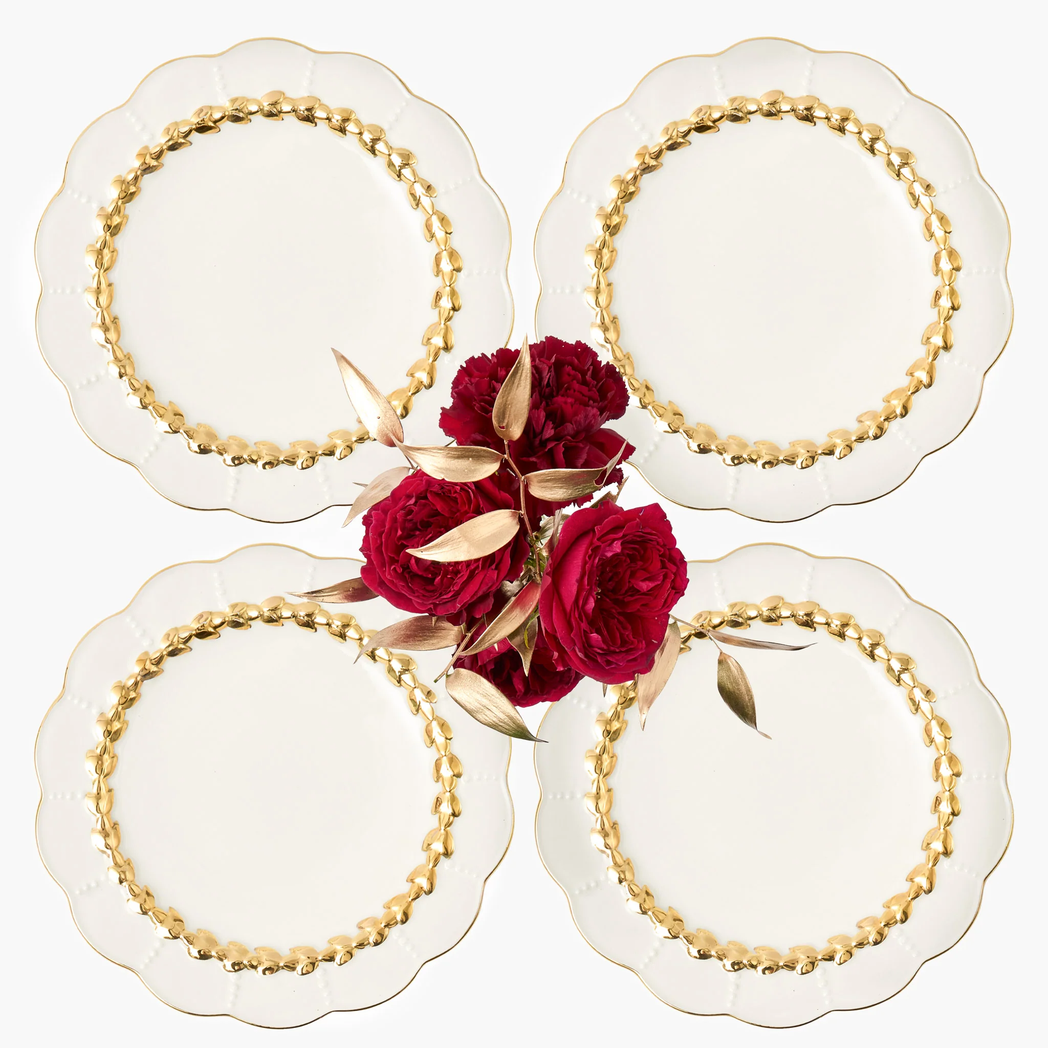Gold Laurel Dinner Plates (Set of 4)