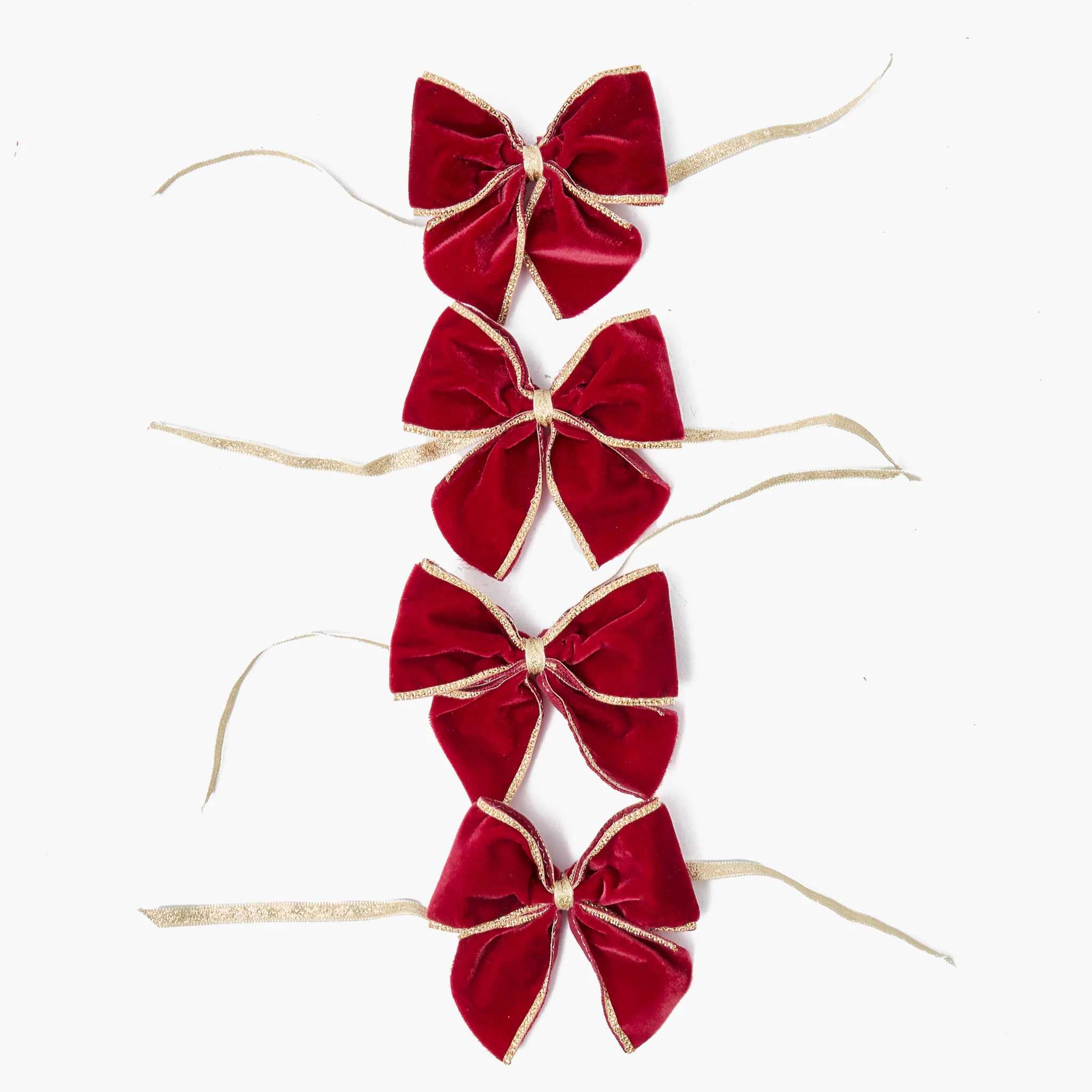Red Gold Trimmed Velvet Napkin Bows (Set of 4) - Image 7