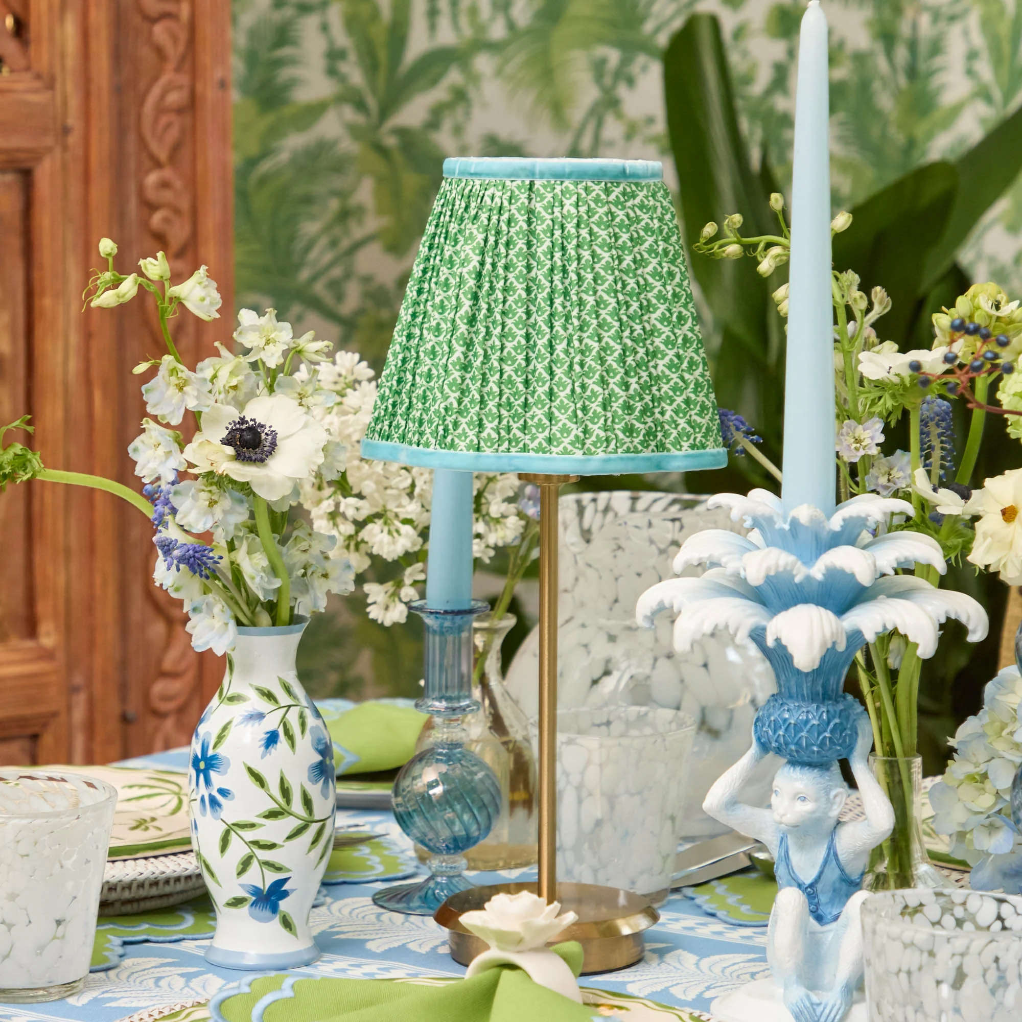 Green & Blue Lotus Lampshade (18cm) - Image 5