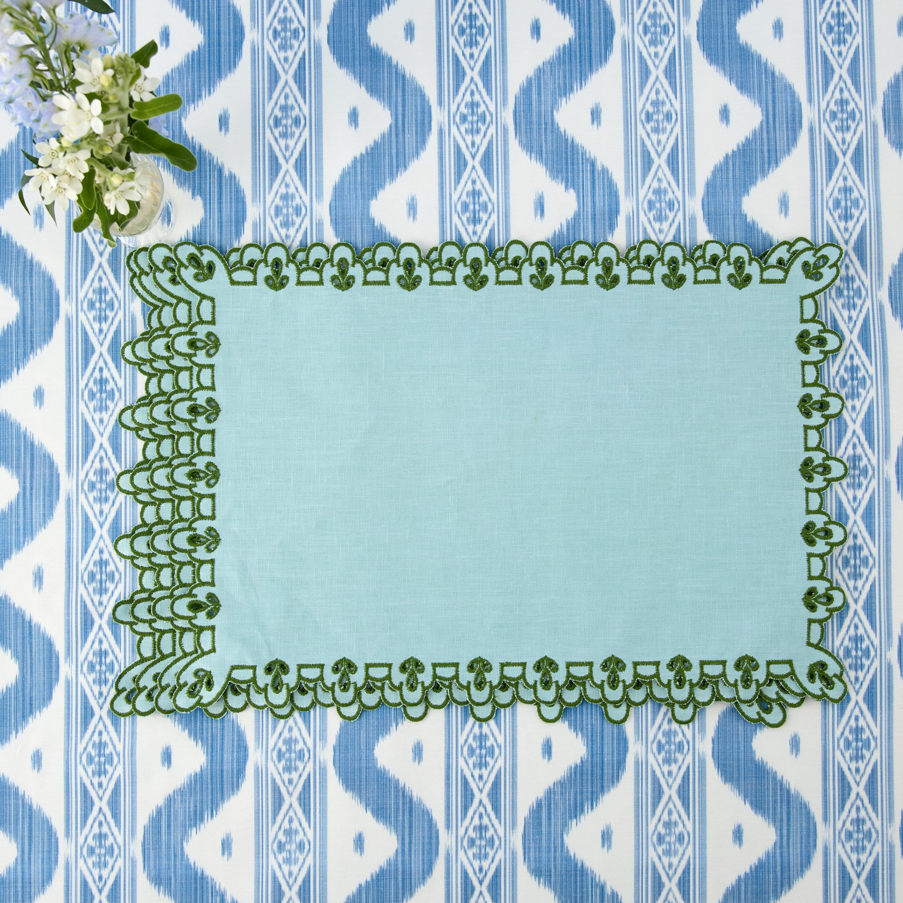 Blue & Green Sophia Waxed Placemats (Set of 4) - Image 9