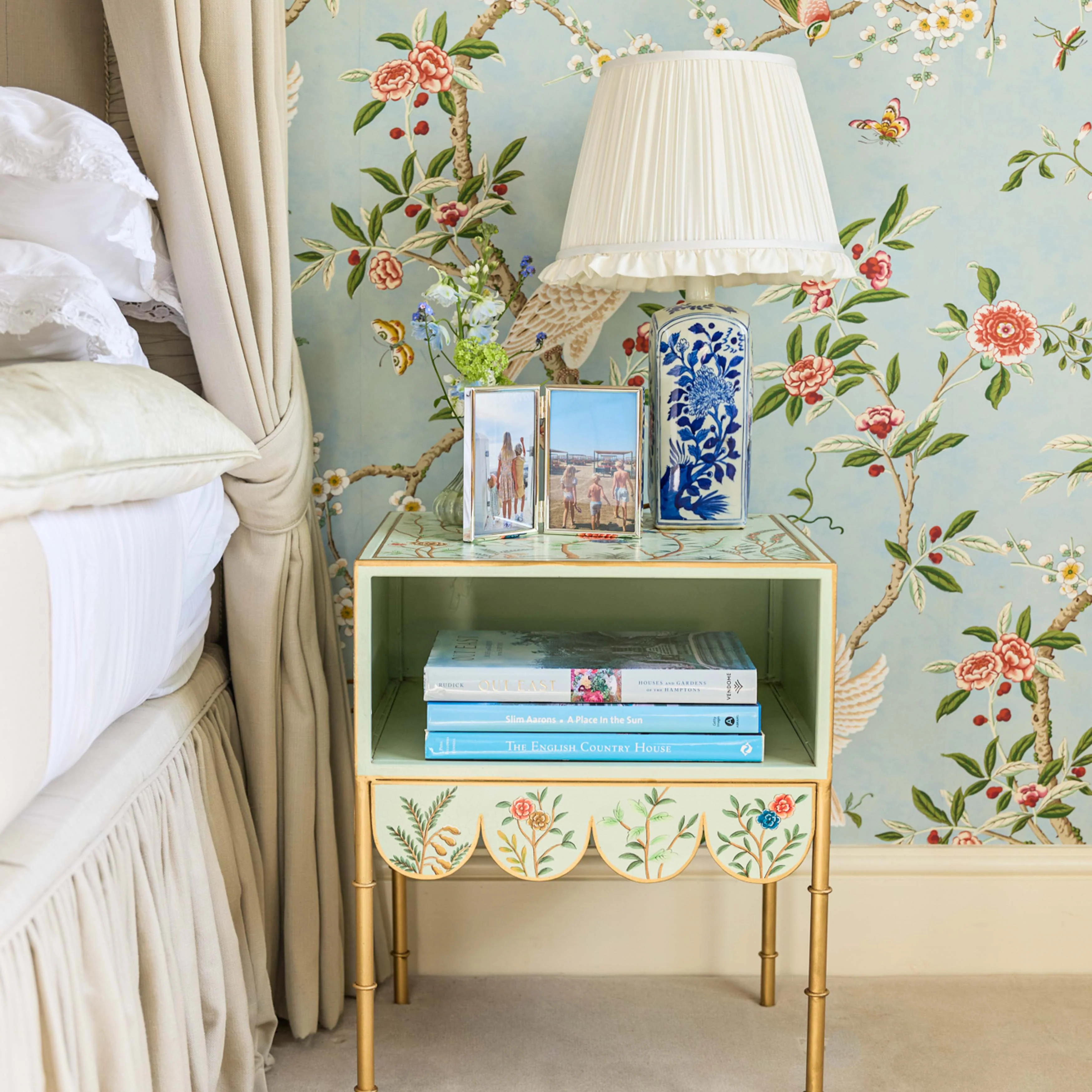 Green Chinoiserie Bedside Table - Image 3