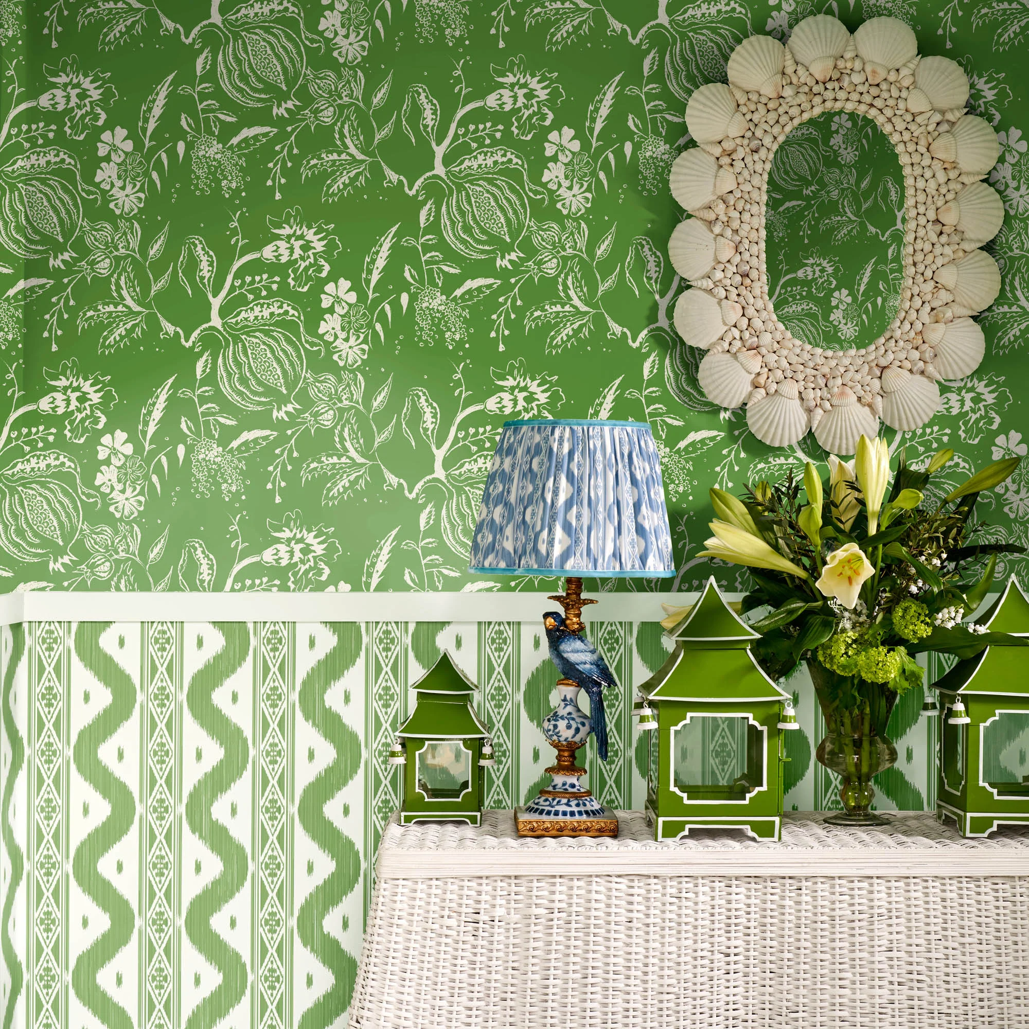 Green Ikat Stripe Wallpaper - Image 7