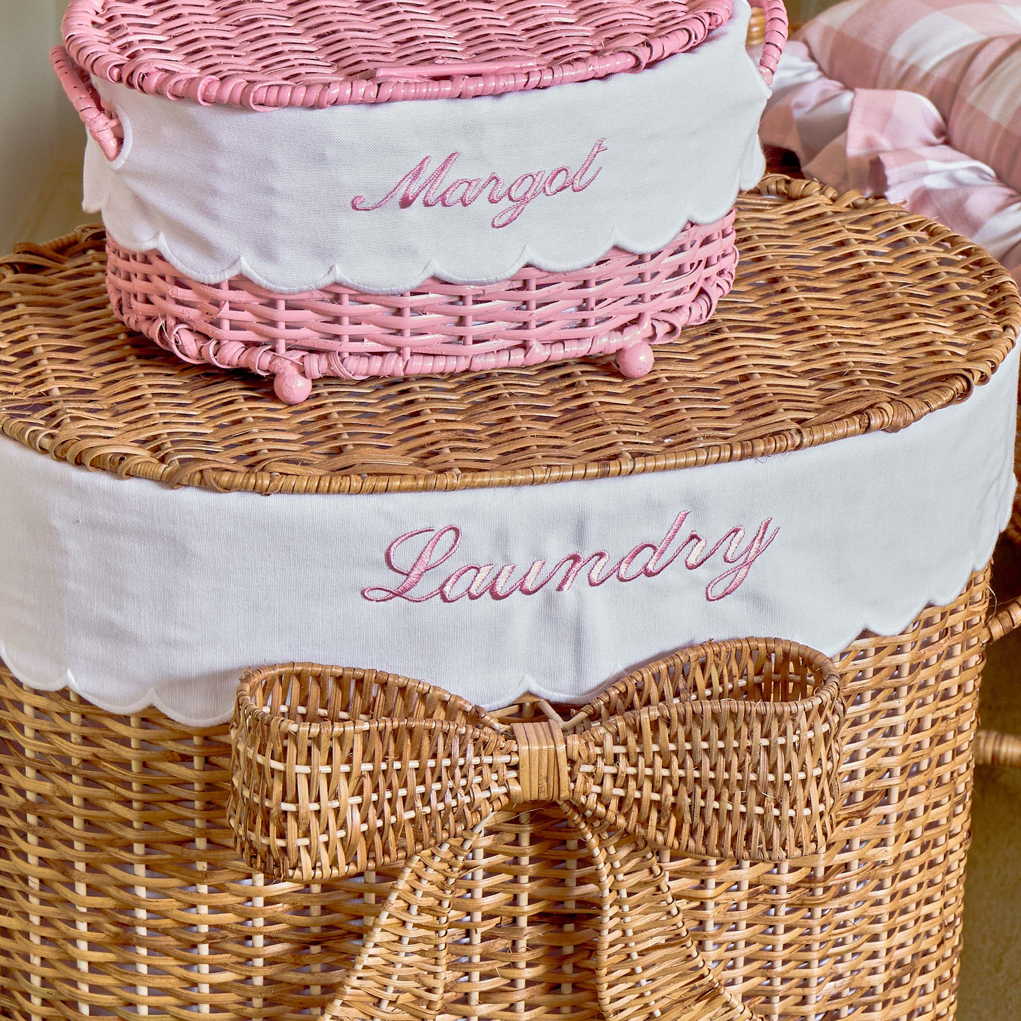 Isabella Pink Rattan Basket (Extra Small) - Image 7
