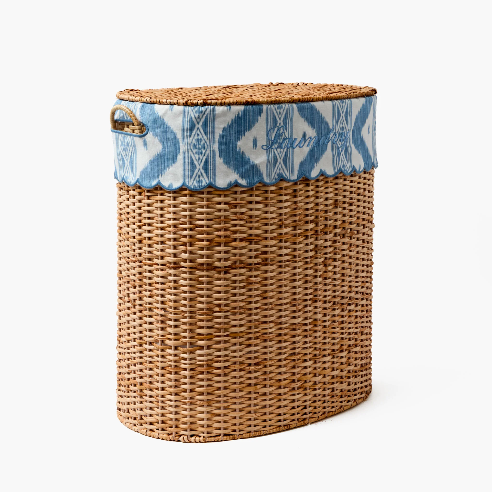 Isabella Rattan Laundry Basket with Ikat Liner - Image 10