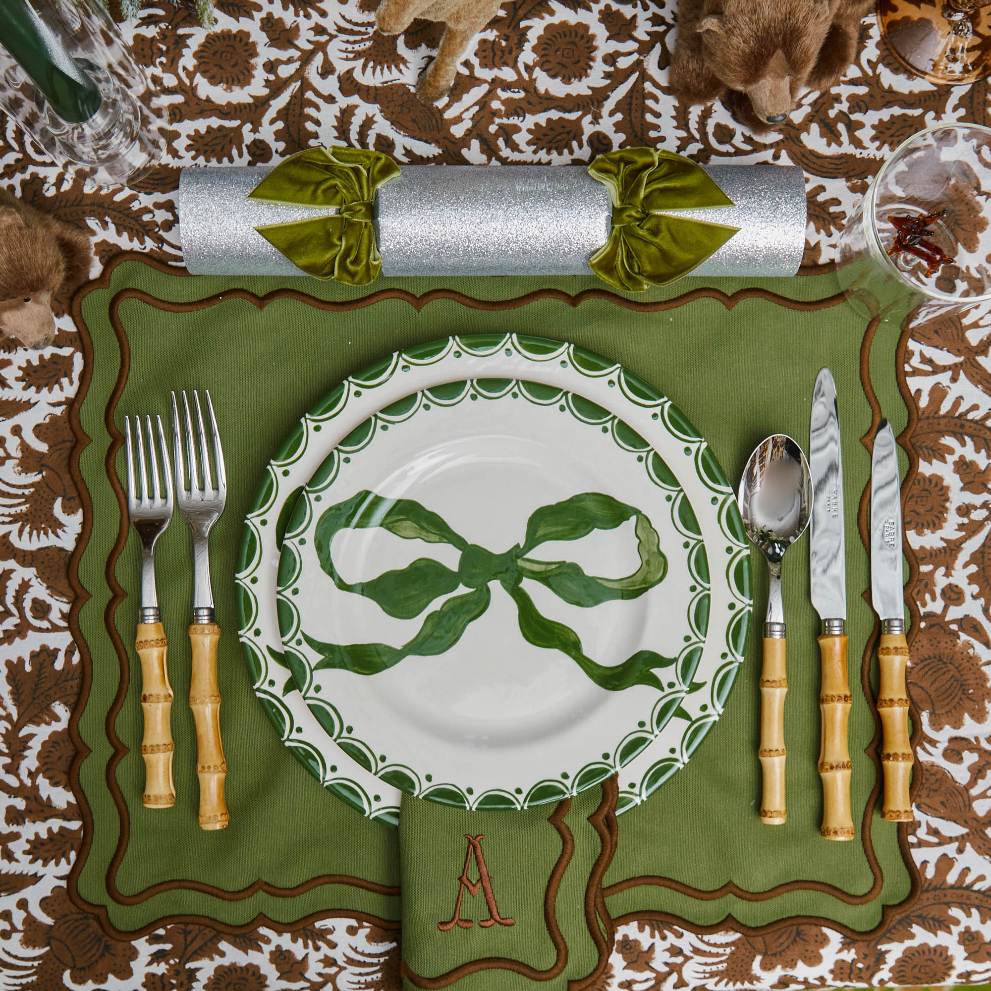 Green & Chocolate Katherine Placemats (Set of 4) - Image 6