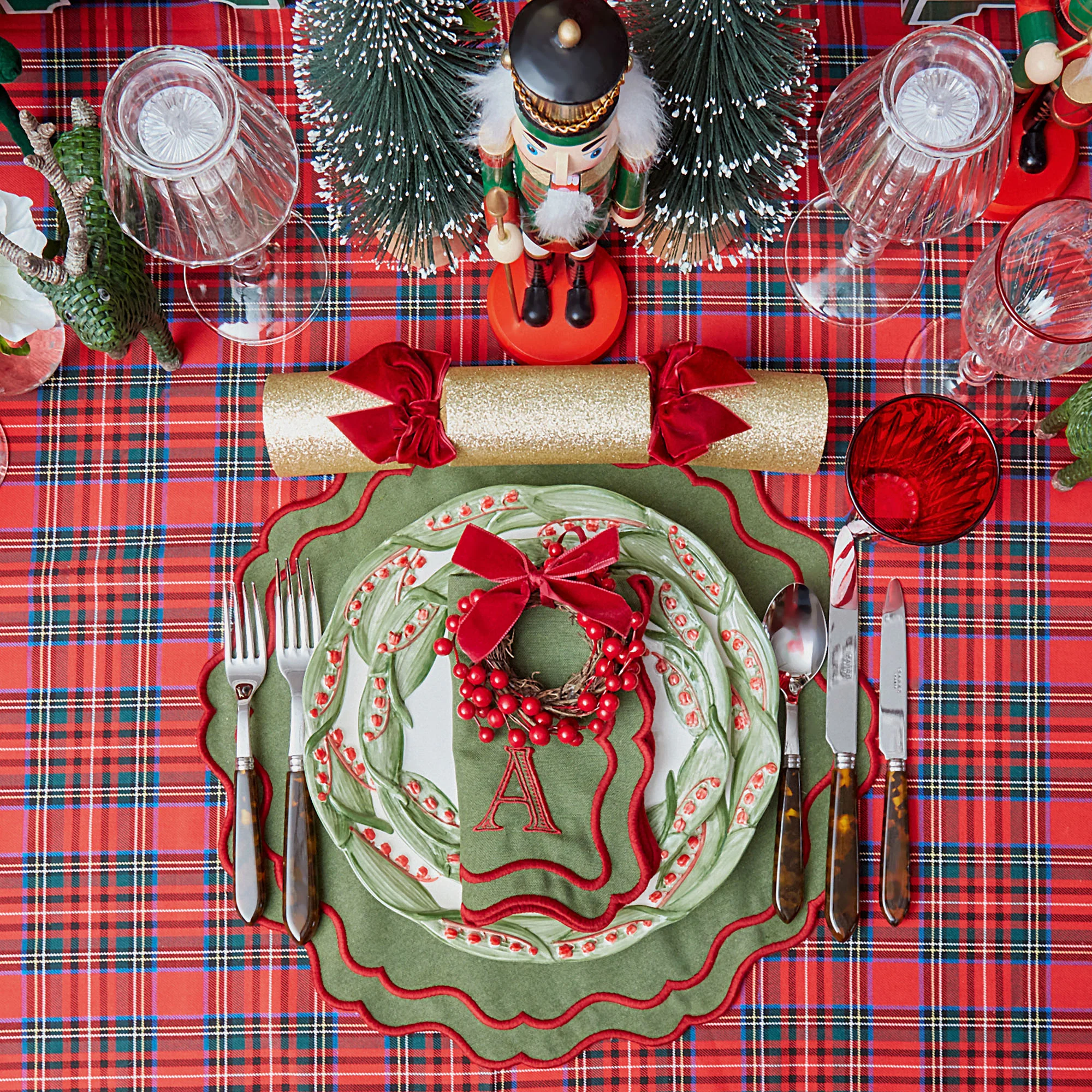 Green & Red Katherine Placemats & Napkins (Set of 4) - Image 11