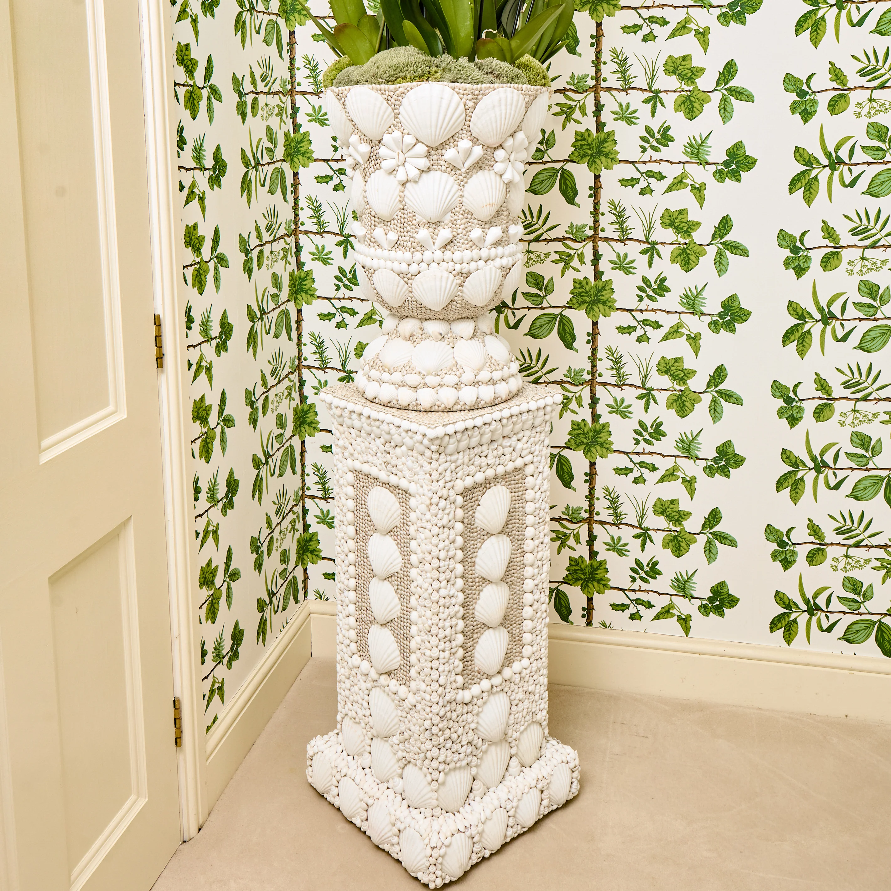 Large Mixed Shell Urn & Pedestal - Image 2